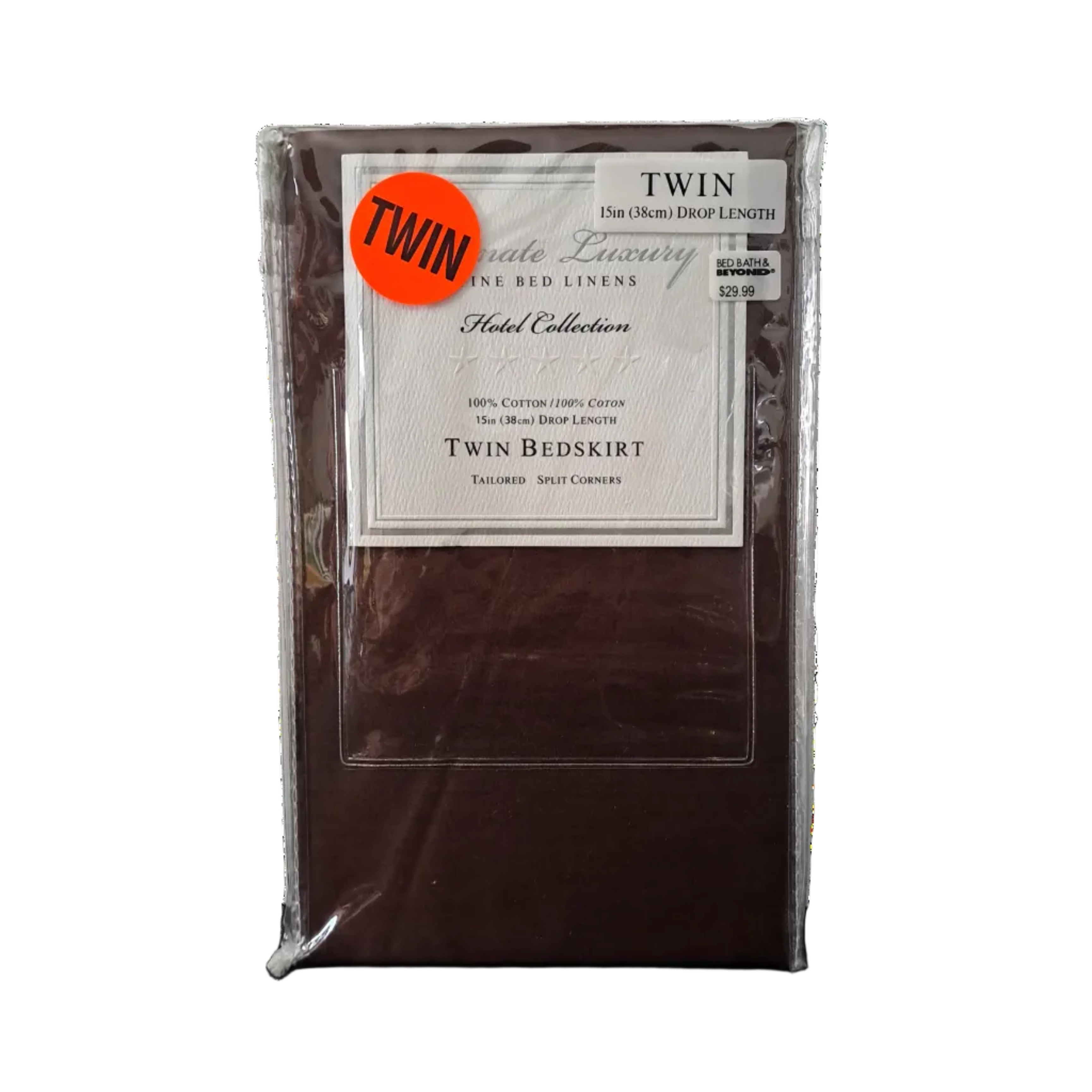 Ultimate Luxury Fine Bed Linens Hotel Collection Twin Bedskirt, Chocolate, 15 in drop length