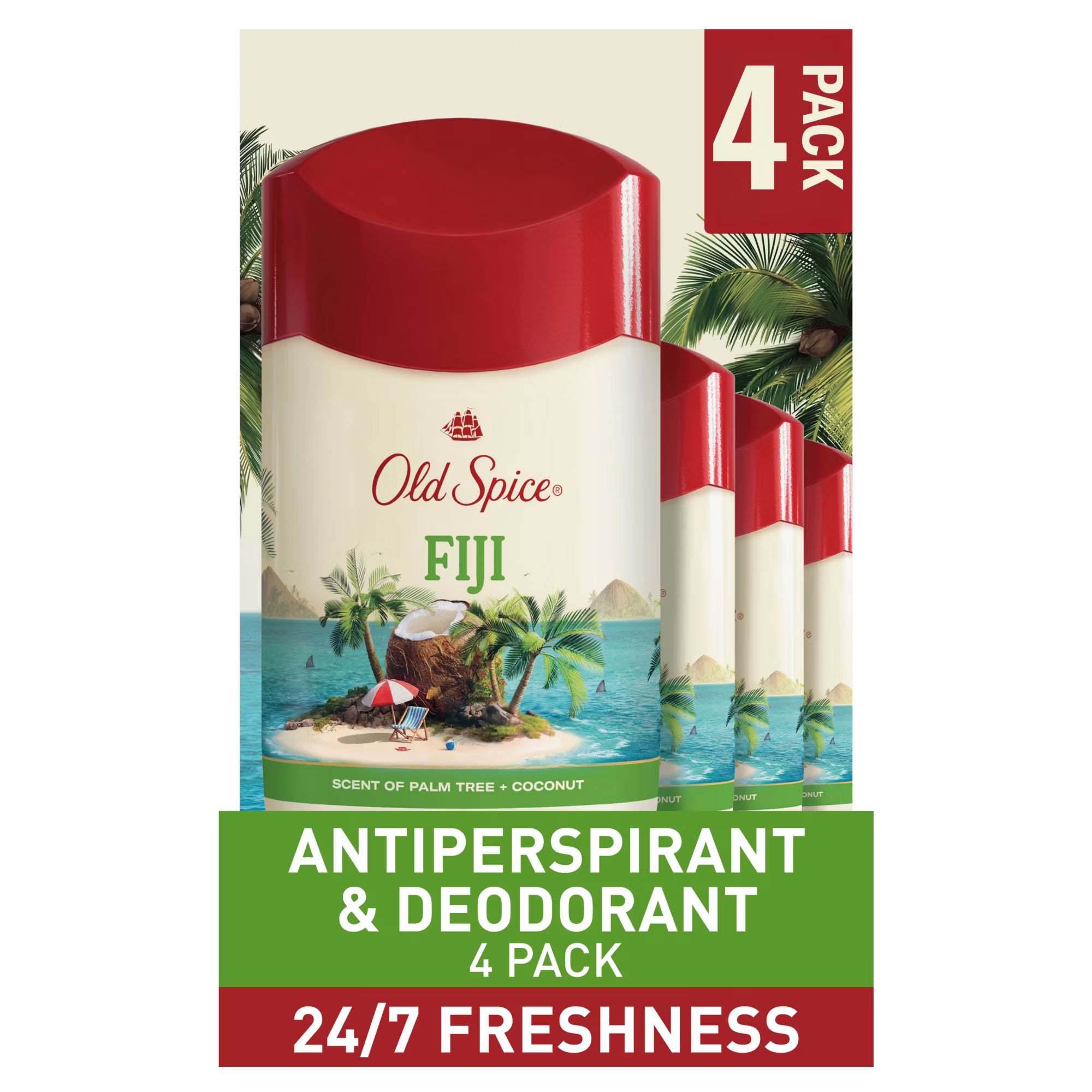 Old Spice Fiji Antiperspirant + Deodorant, 2.6 OZ (73 g), 4 PACK