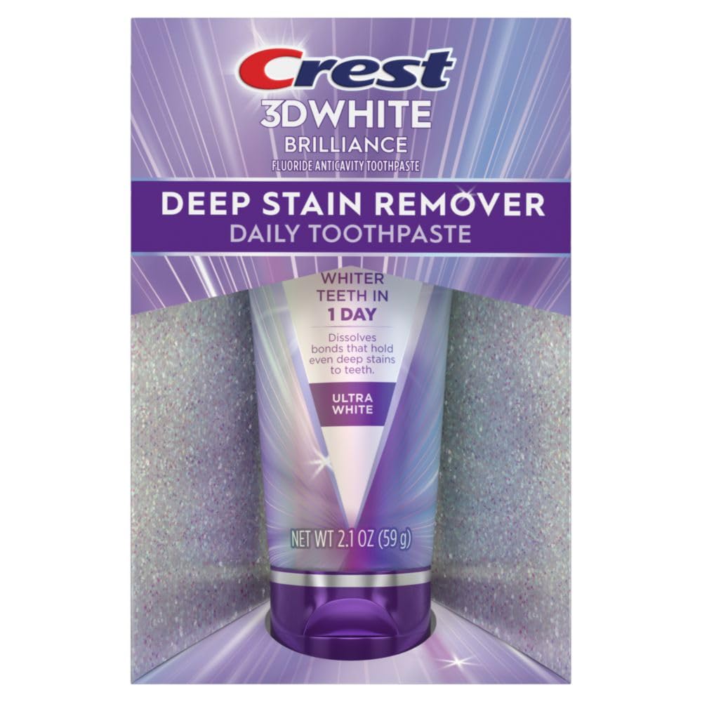 Crest 3D White Brilliance Deep Stain Remover Daily Toothpaste, Ultra White, 2.1 OZ (59 g)