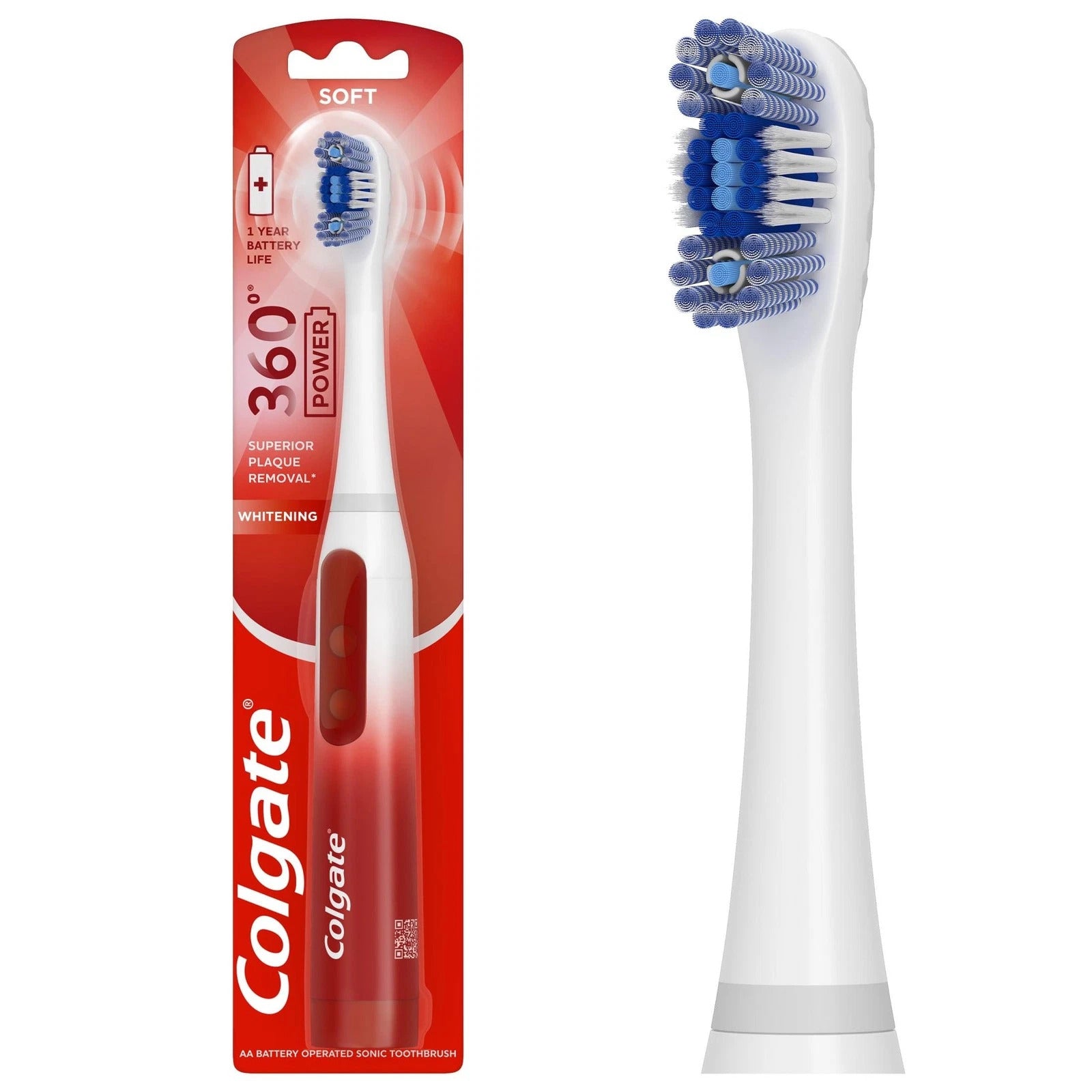 Colgate 360° Whitening Powered Toothbrush, Soft