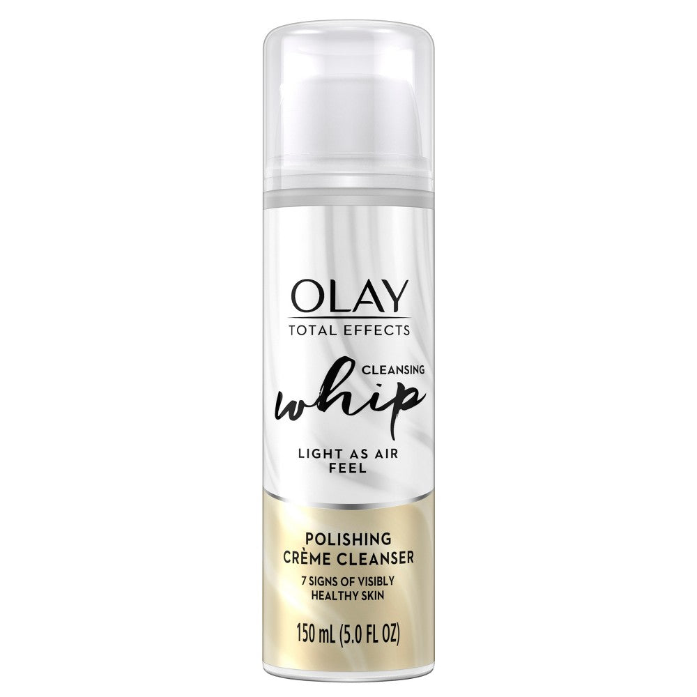 Olay Total Effects cleansing whip bottle on a white background