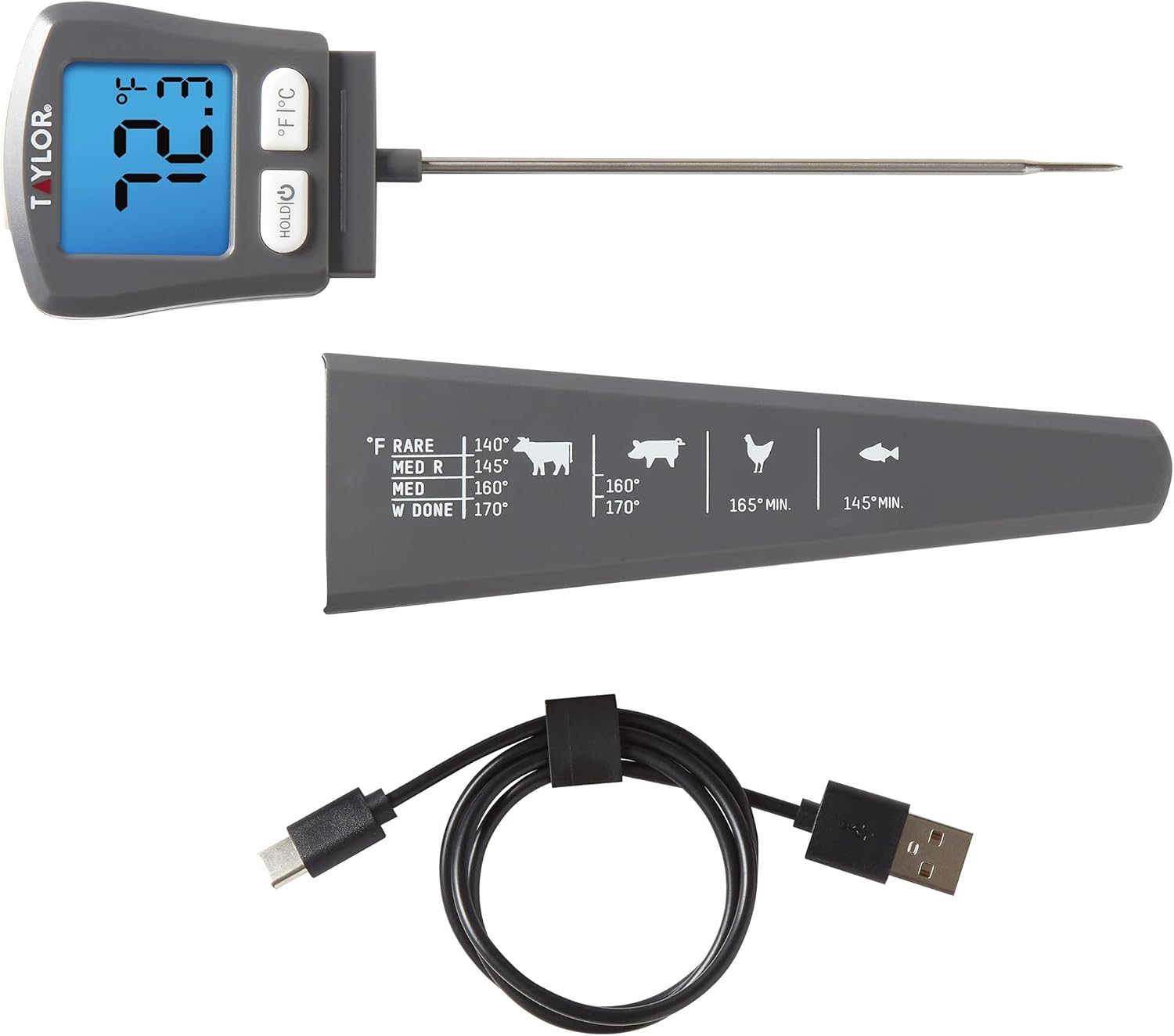 Taylor MRKT USB Rechargeable Digital Food Thermometer, Instant Read