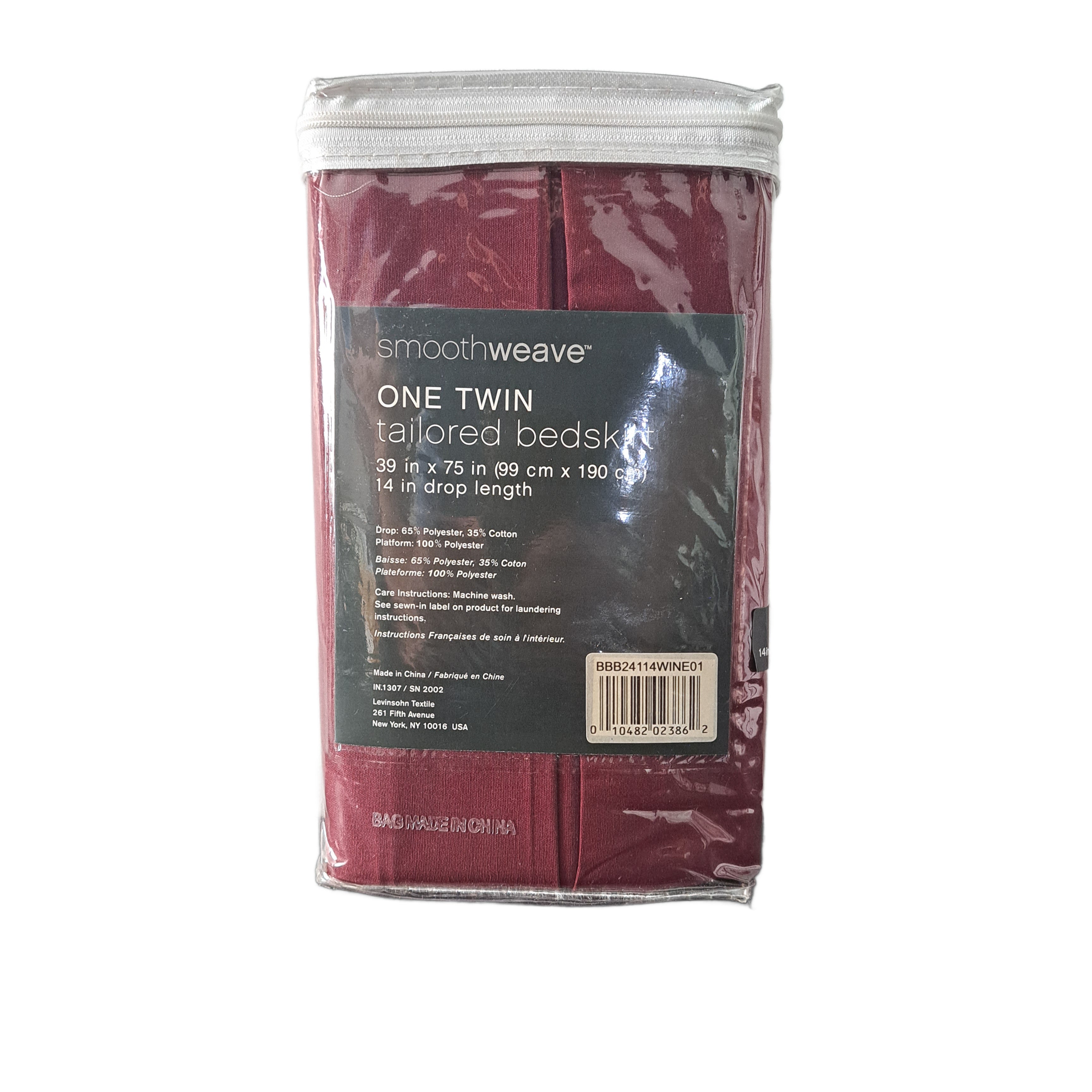 SmoothWeave Twin Tailored Bedskirt, Wine, 14 in Drop Length