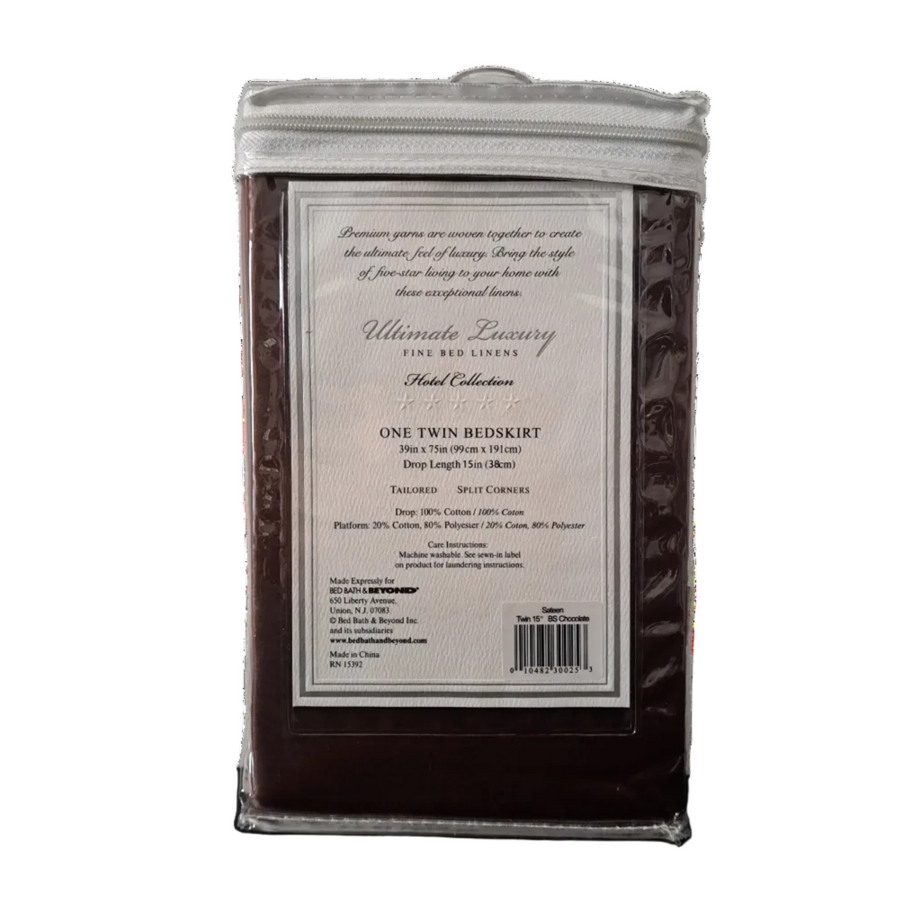 Ultimate Luxury Fine Bed Linens Hotel Collection Twin Bedskirt, Chocolate, 15 in drop length