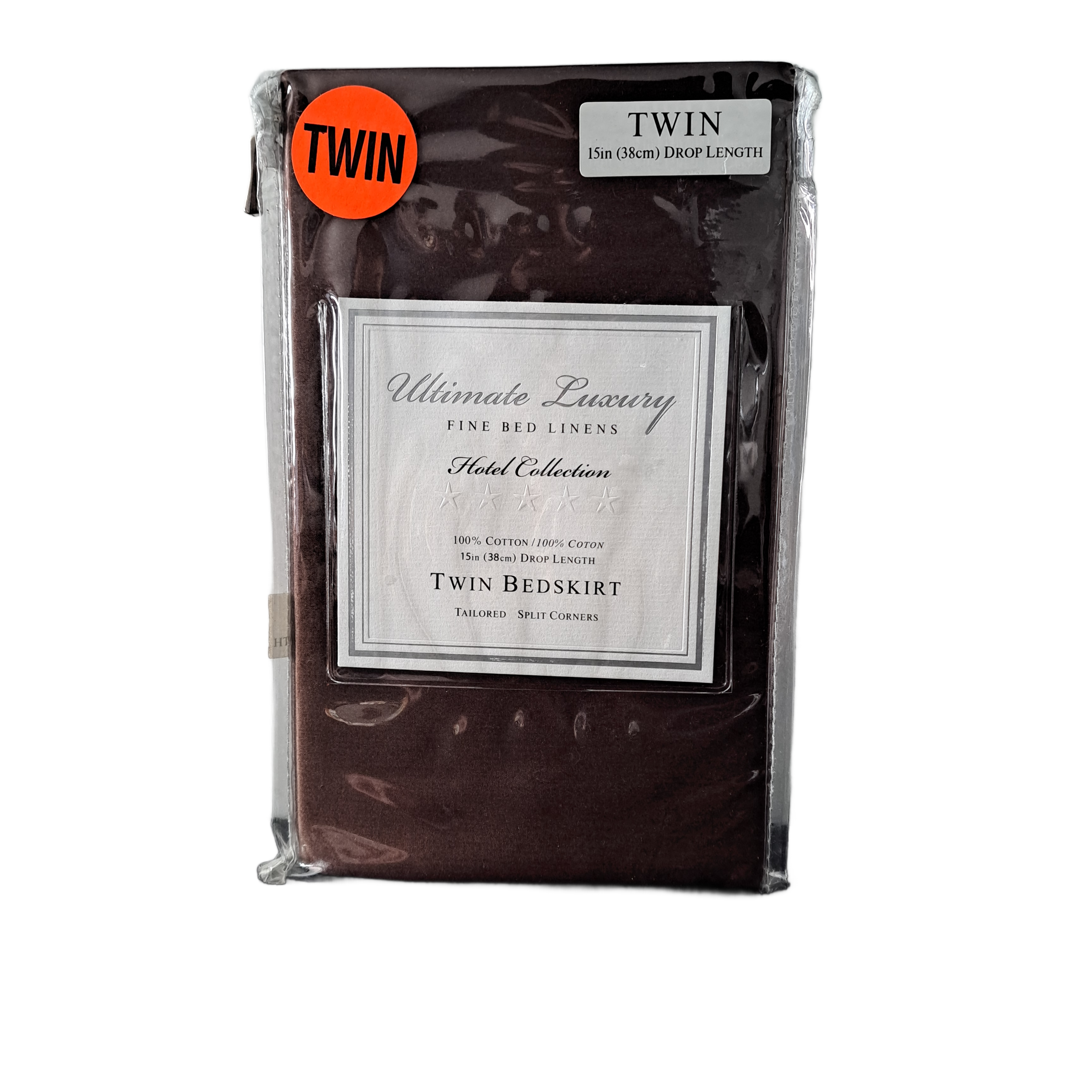 Ultimate Luxury Fine Bed Linens Hotel Collection Twin Bedskirt, Chocolate, 15 in drop length