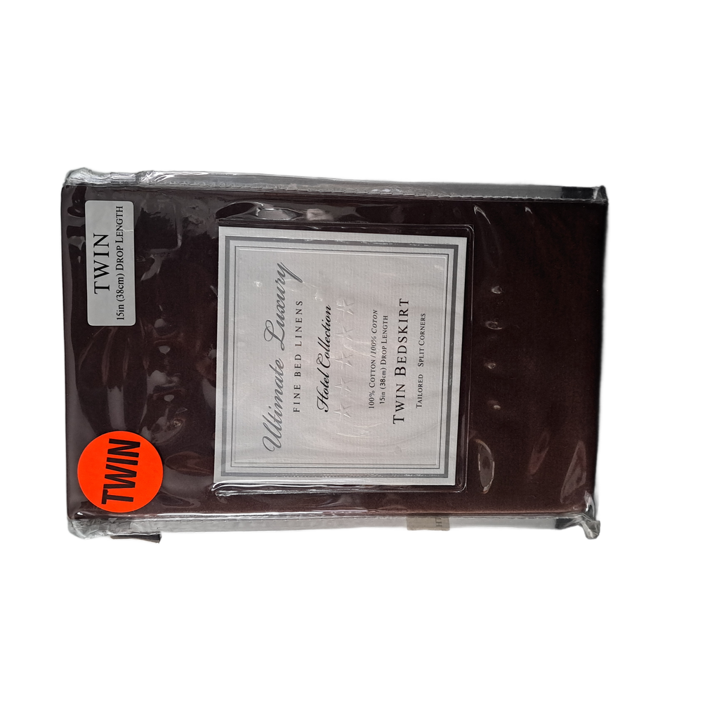 Ultimate Luxury Fine Bed Linens Hotel Collection Twin Bedskirt, Chocolate, 15 in drop length