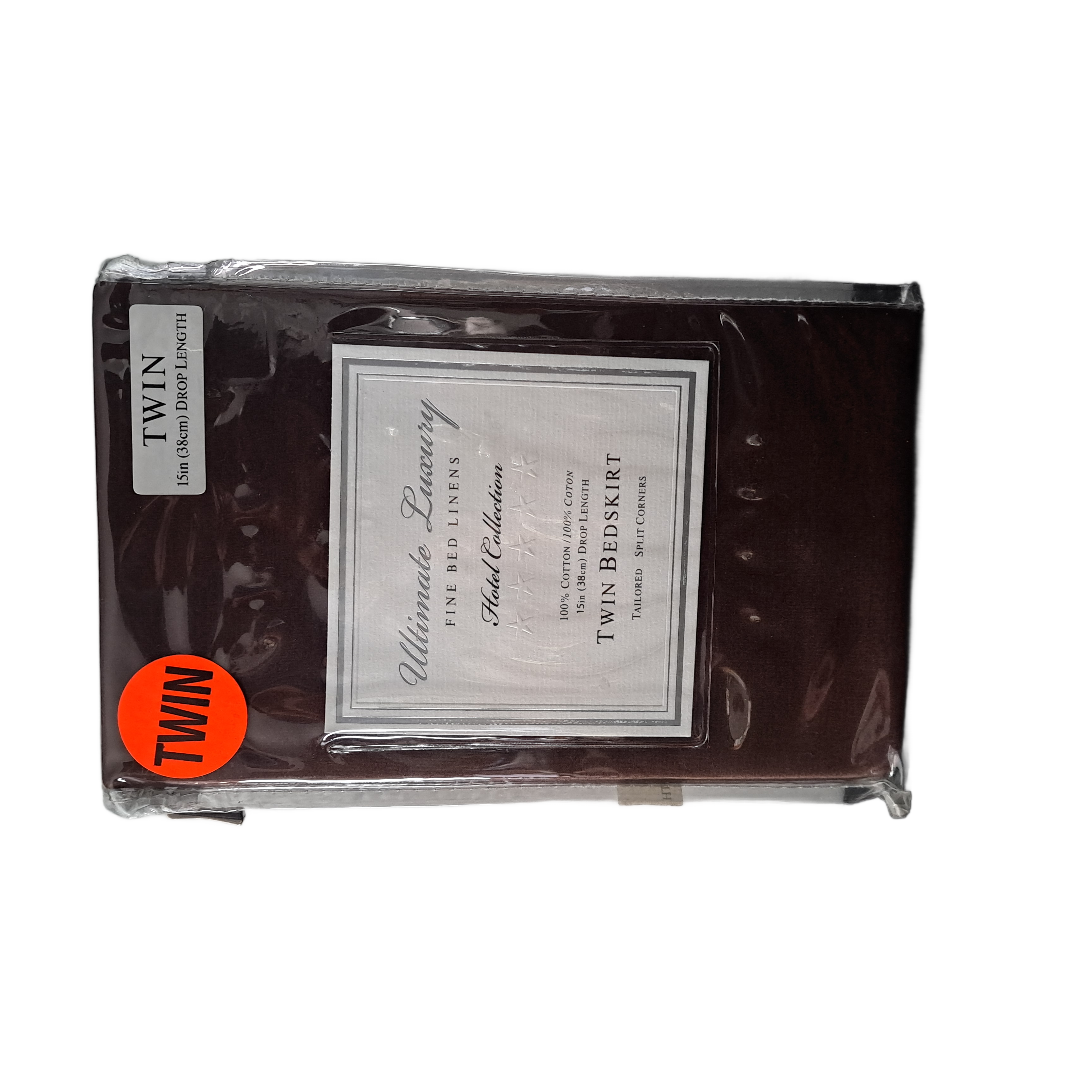 Ultimate Luxury Fine Bed Linens Hotel Collection Twin Bedskirt, Chocolate, 15 in drop length
