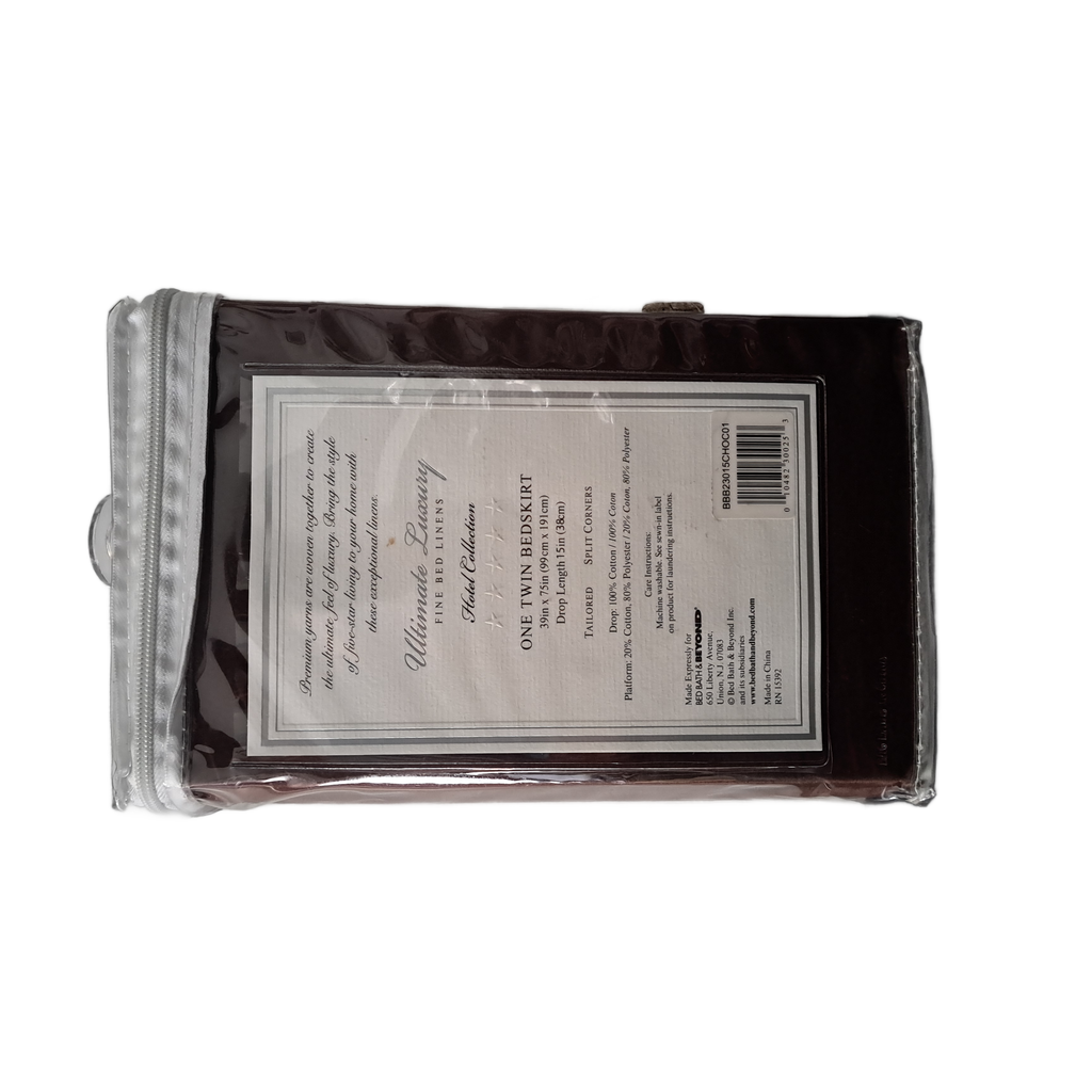 Ultimate Luxury Fine Bed Linens Hotel Collection Twin Bedskirt, Chocolate, 15 in drop length