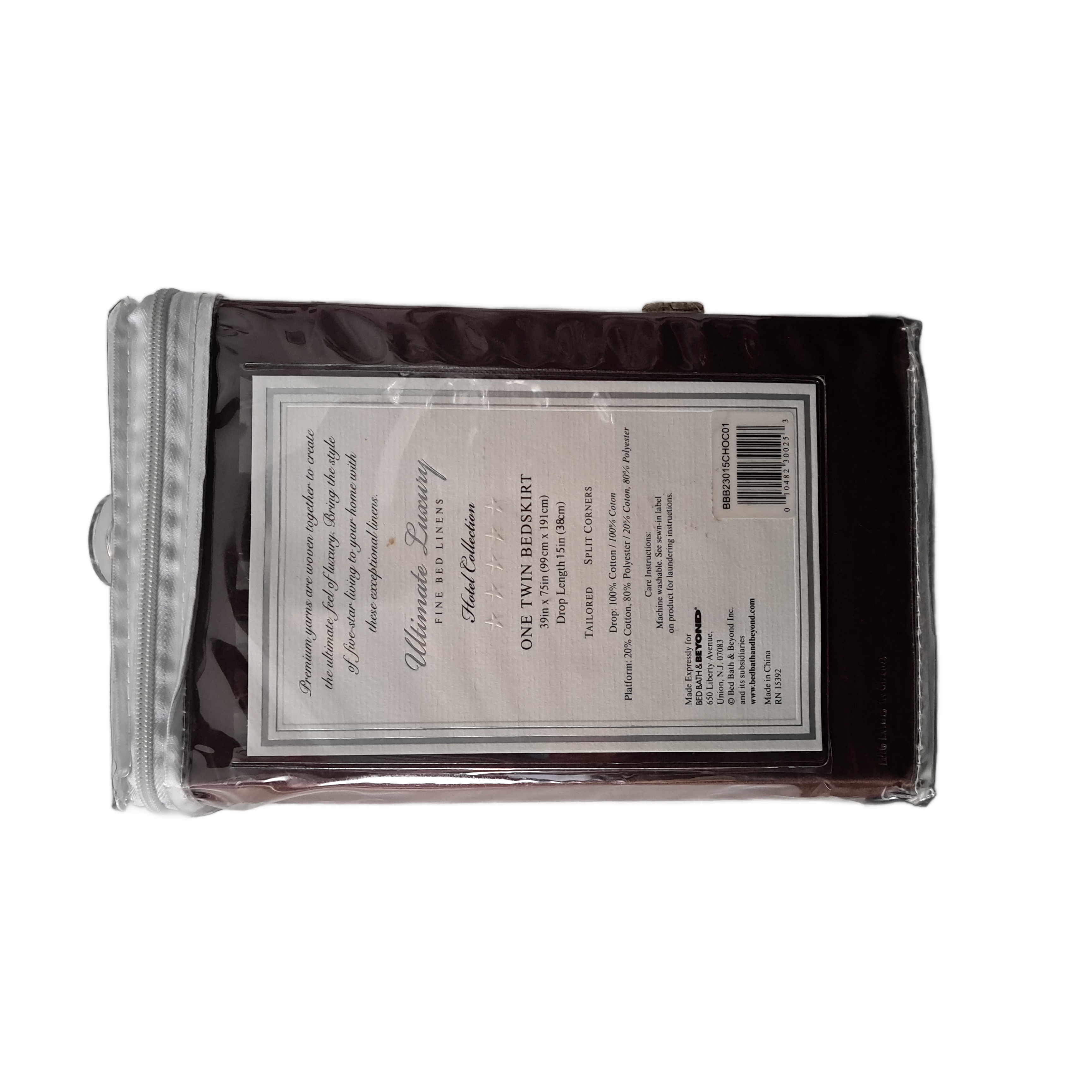 Ultimate Luxury Fine Bed Linens Hotel Collection Twin Bedskirt, Chocolate, 15 in drop length