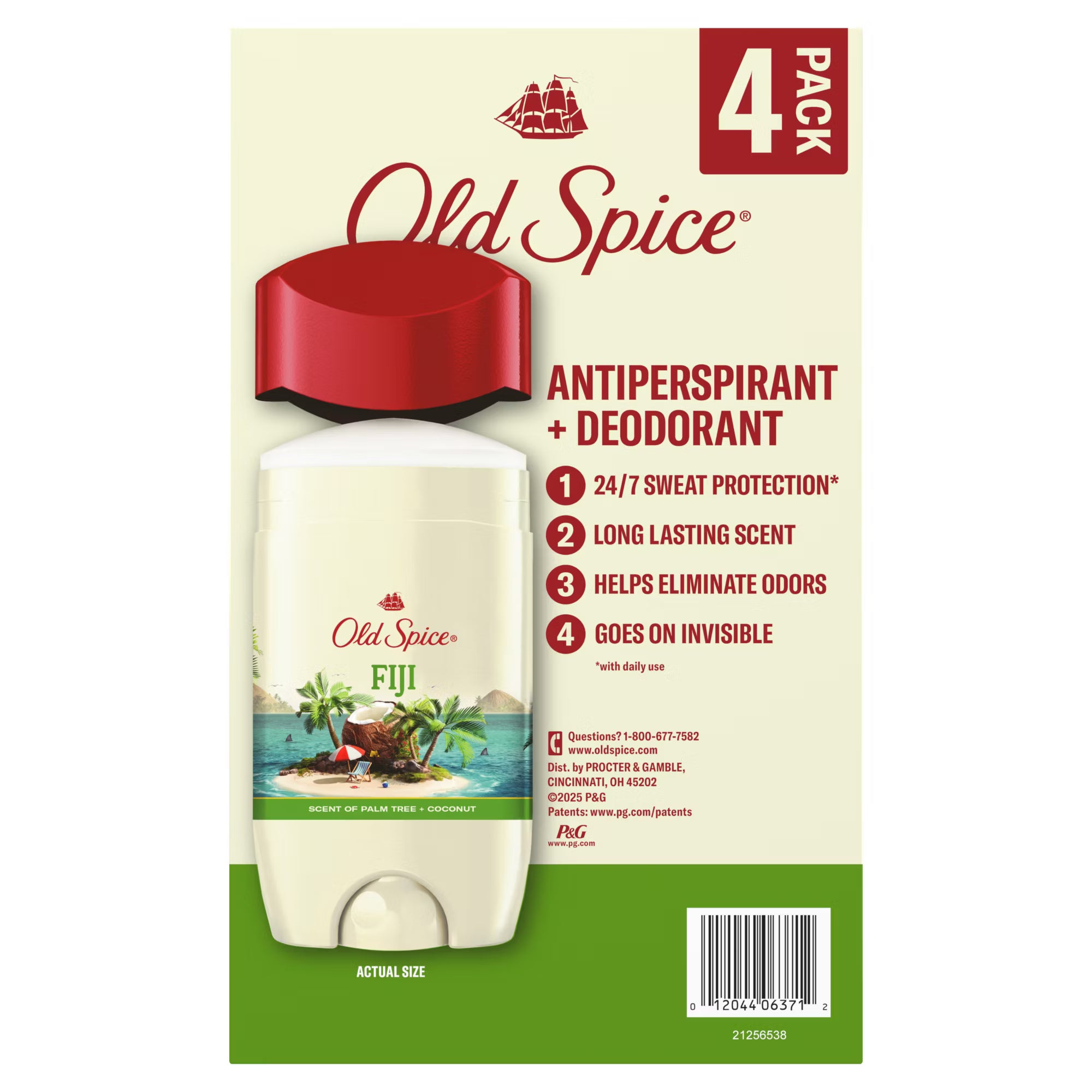 Old Spice Fiji Antiperspirant + Deodorant, 2.6 OZ (73 g), 4 PACK