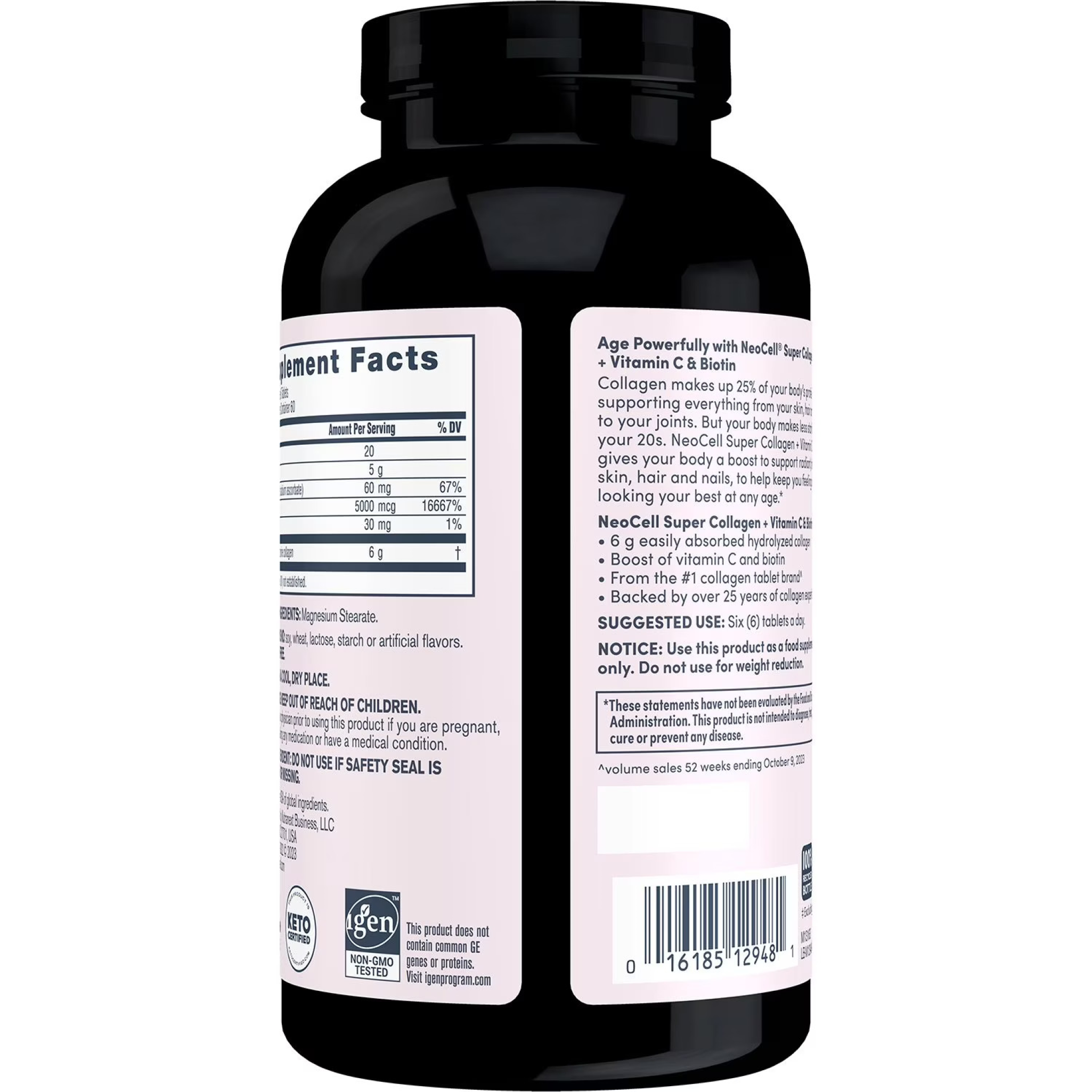 NeoCell Grassfed Collagen Peptides + Vitamin C with Biotin, 360 Tablets