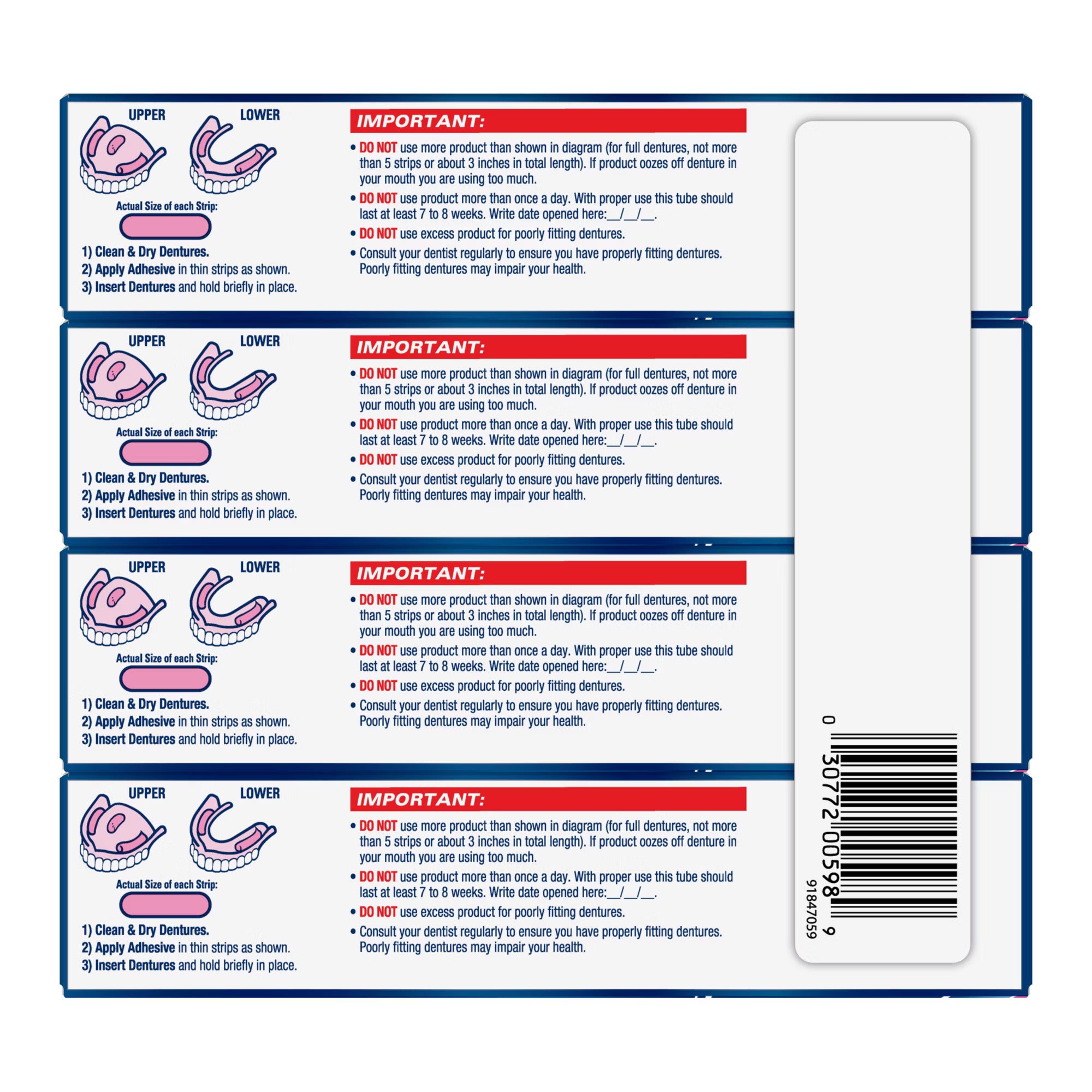 Fixodent Advanced Max Hold Denture Adhesive Cream, 2.2 OZ (62 g), 4 PACK
