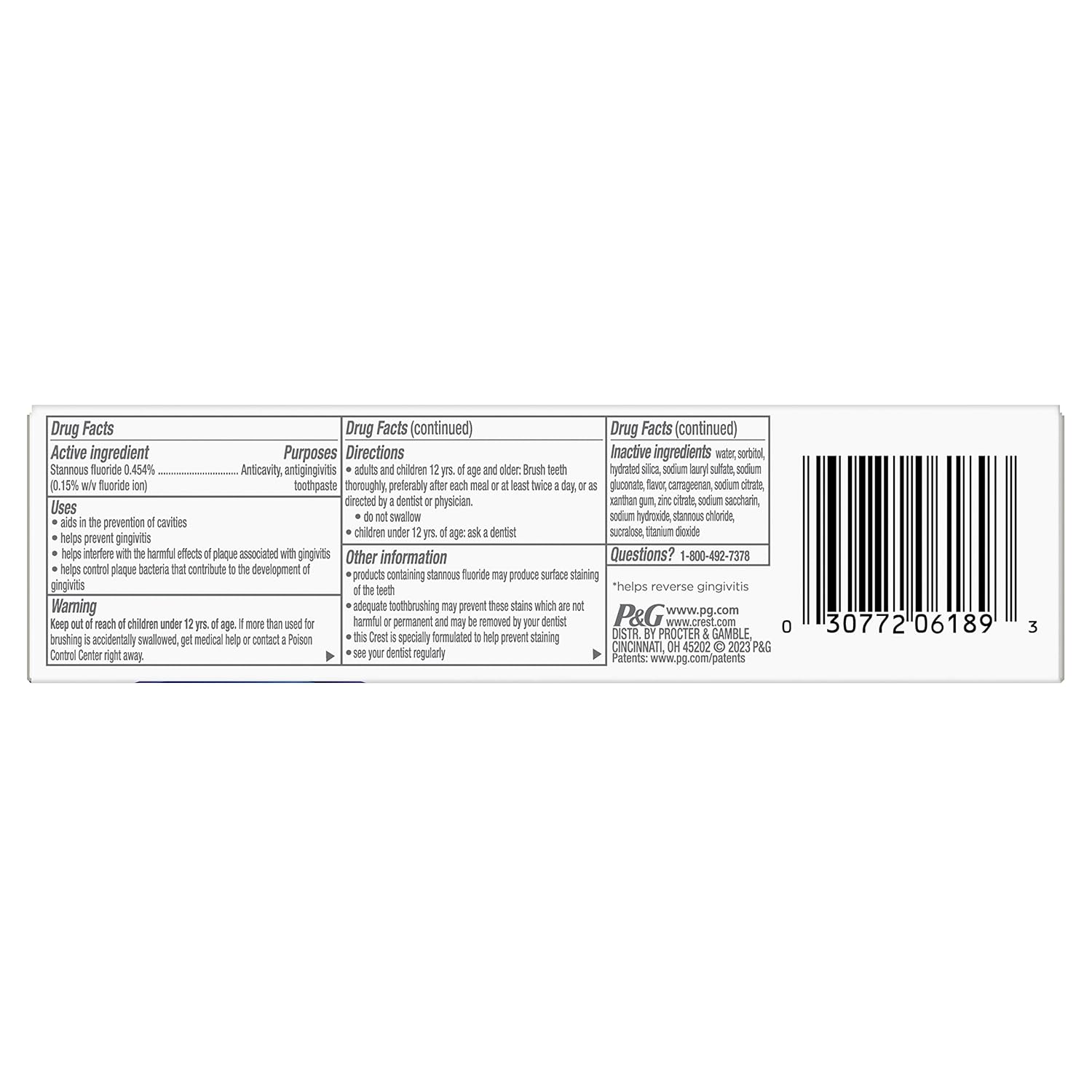Crest Enamel Repair And Gum Intensive Clean Toothpaste 3.7 Oz (104 g)