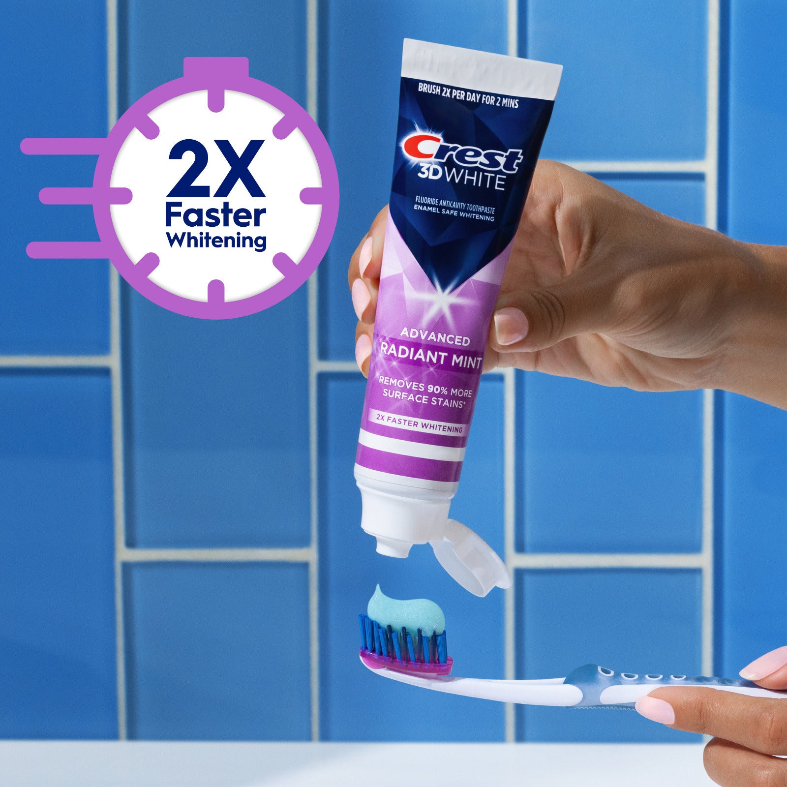 Crest 3D White Advanced Radiant Mint Toothpaste, 3.3 oz (93 g), 2 Pack