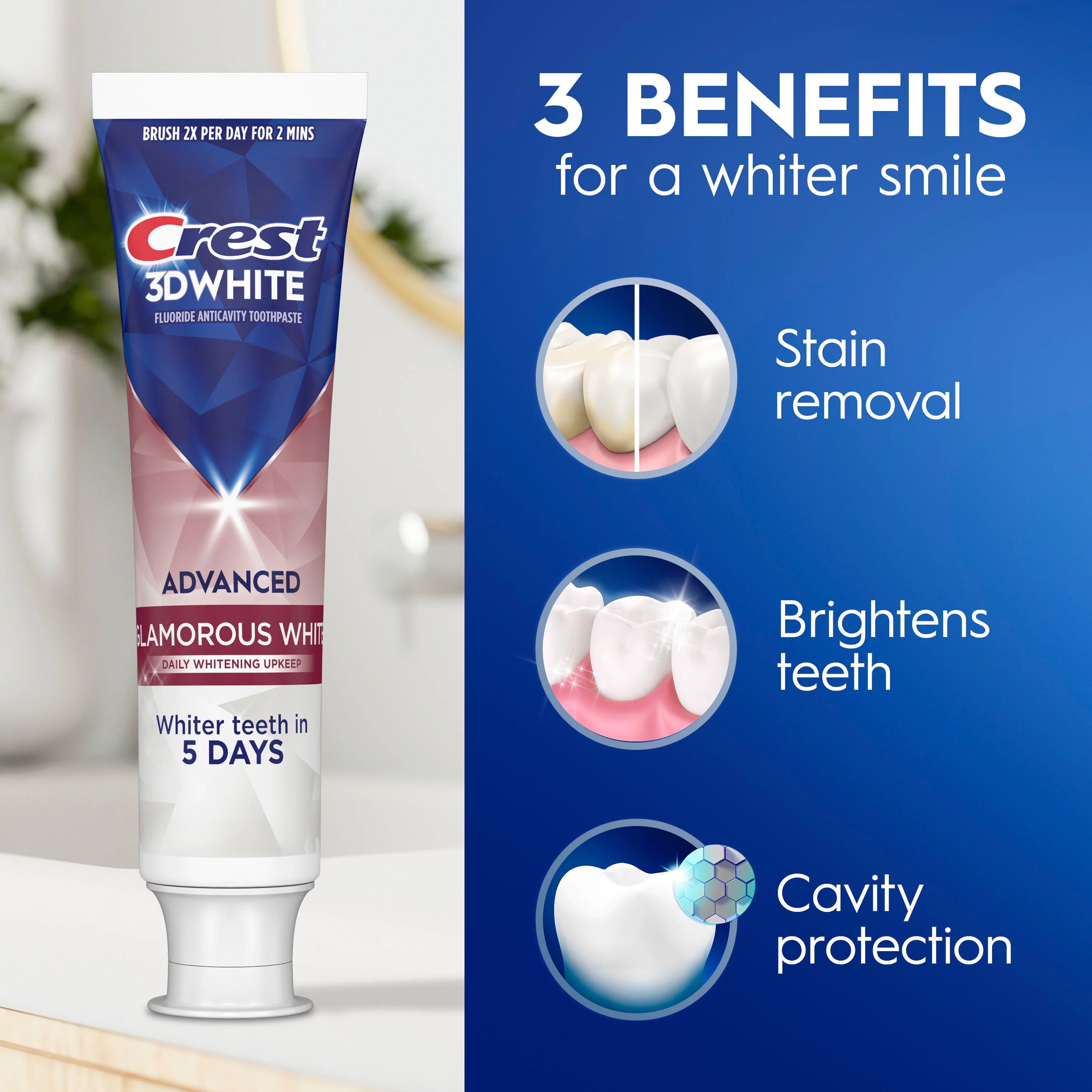 Crest 3D White Glamorous White Toothpaste, 3.3 OZ (93 g)