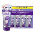 Crest 3D White Brilliance Deep Stain Remover Daily Toothpaste, Ultra White, 2.1 OZ (59 g) 4 PACK