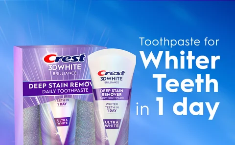 Crest 3D White Brilliance Deep Stain Remover Daily Toothpaste, Ultra White, 2.1 OZ (59 g) 4 PACK