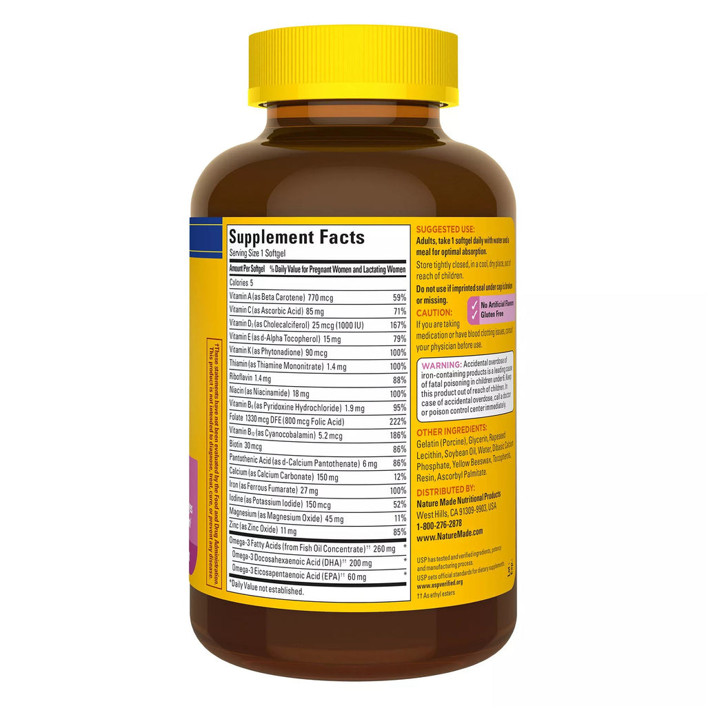 Nature Made Prenatal Multi, Folic Acid + DHA, 150 Softgels, Women's Pre-Natal Multivitamin