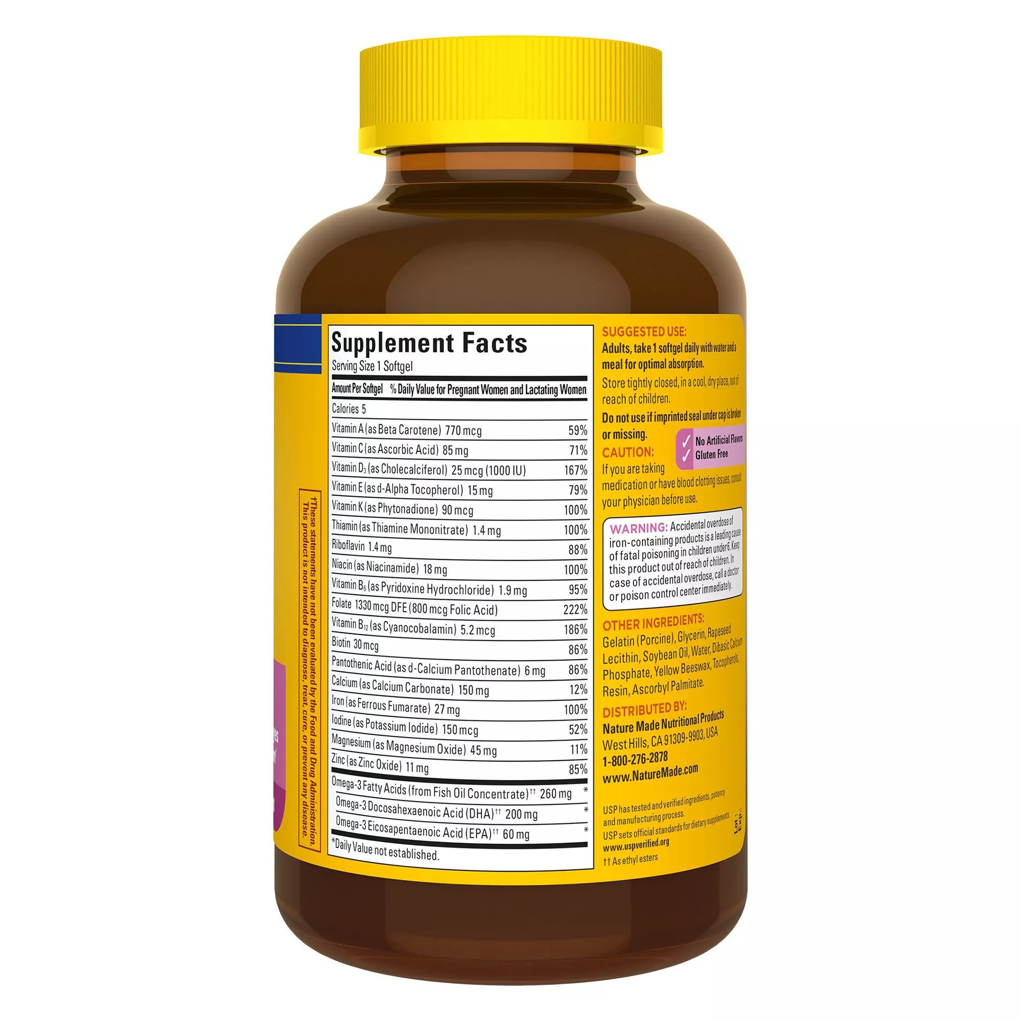 Nature Made Prenatal Multi, Folic Acid + DHA, 150 Softgels, Women's Pre-Natal Multivitamin