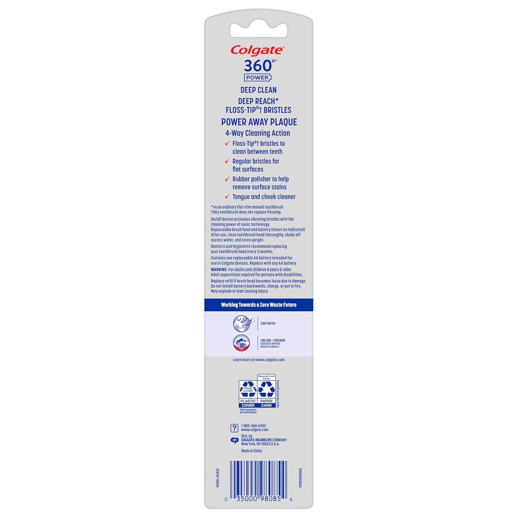 Colgate 360° Deep Clean Battery Powered Toothbrush, Soft