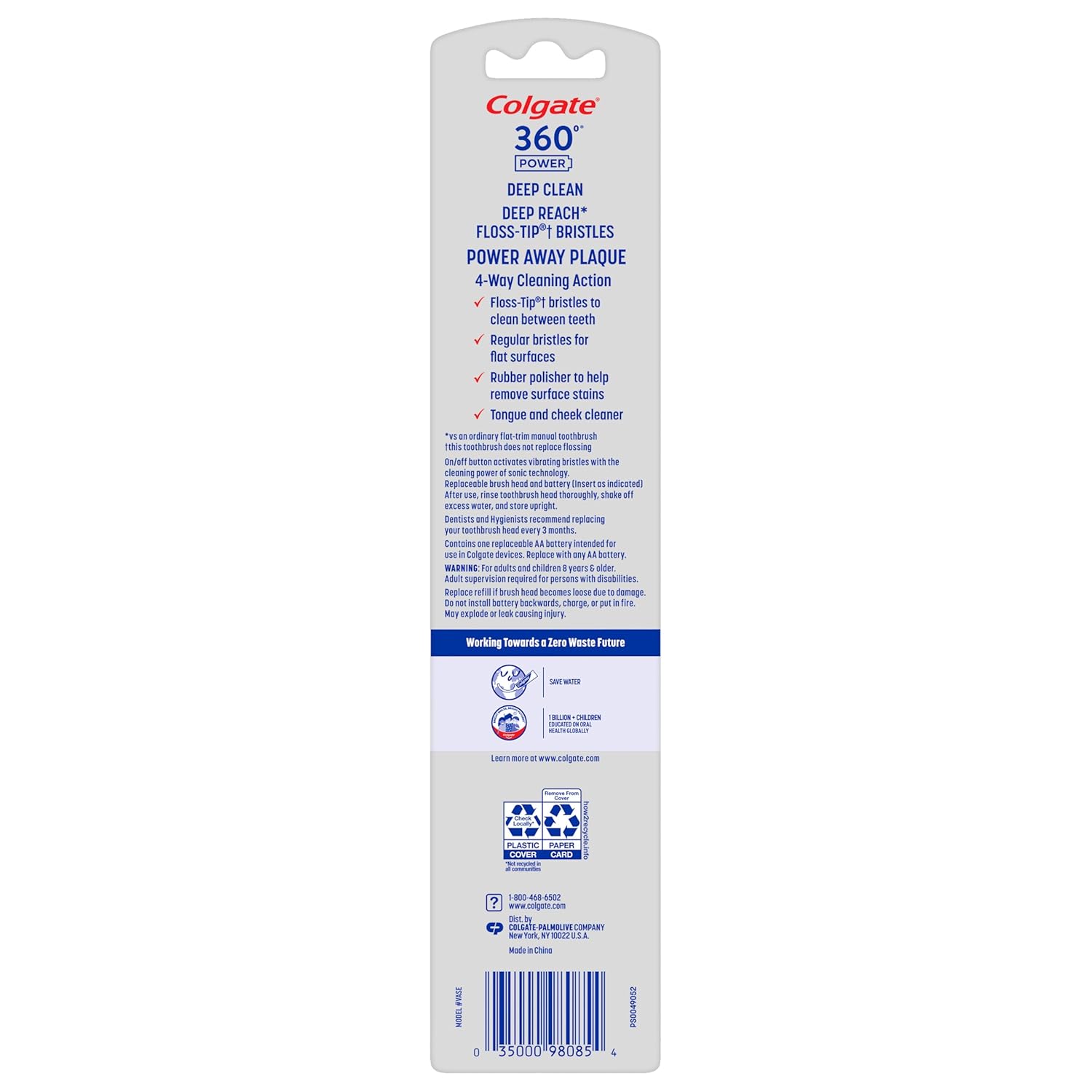 Colgate 360° Deep Clean Battery Powered Toothbrush, Soft