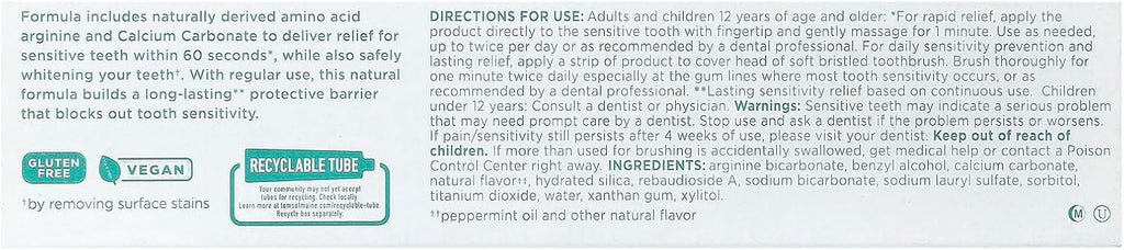 Tom's of Maine Sensitive + Whitening Fluoride Free Toothpaste, Soothing Mint, 4.0 OZ (113 g)