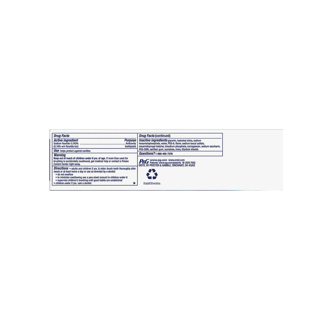 Crest 3D White Advanced Whitening Toothpaste Ingredients