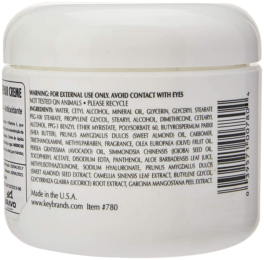 Back of a white jar with text and a barcode on a white background