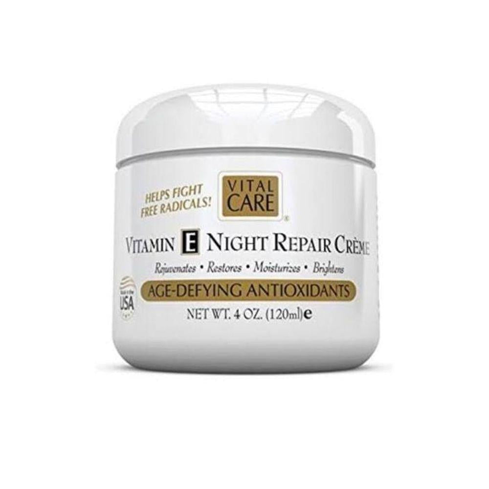 Vital Care Vitamin E Night Repair Creme jar on a white background