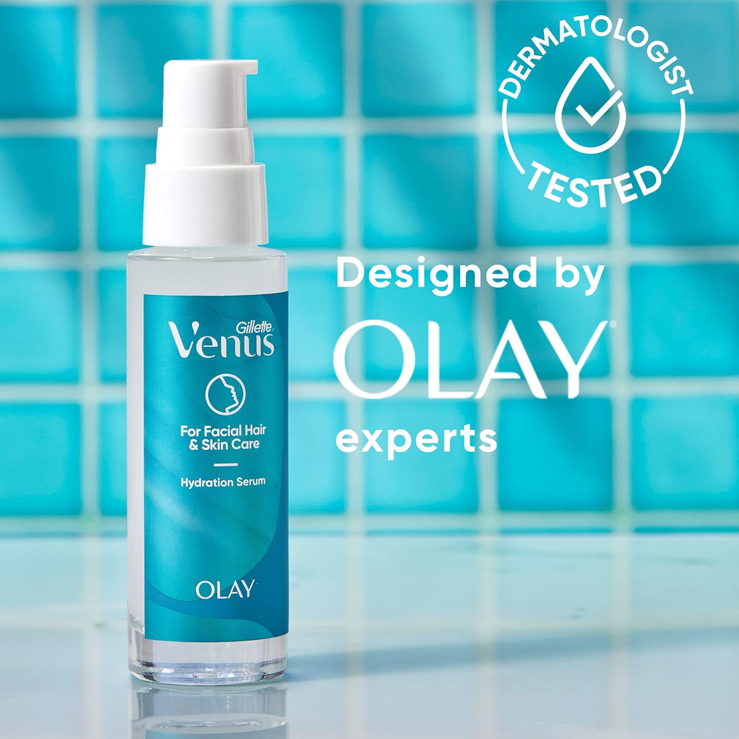 Gilette Venus For Facial Hair & Skin Care Hydration Serum, 45 ml (1.5 fl oz), Designed by Olay