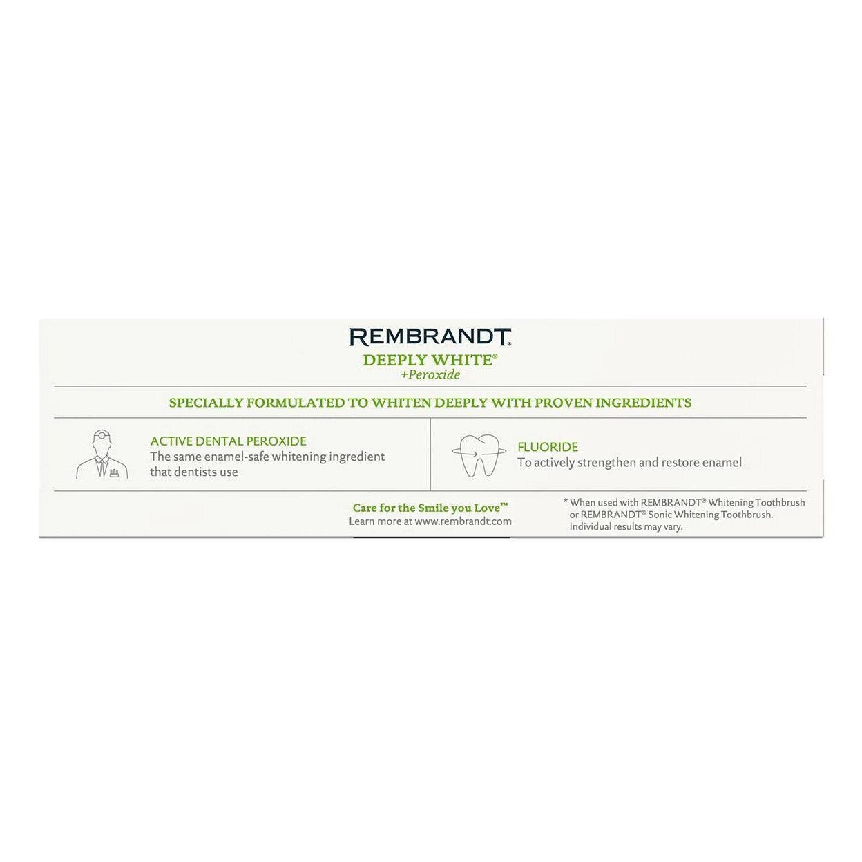 Rembrandt Deeply White + Peroxide Toothpaste, Peppermint, 3.5 OZ (99.2 g) 2-PACK