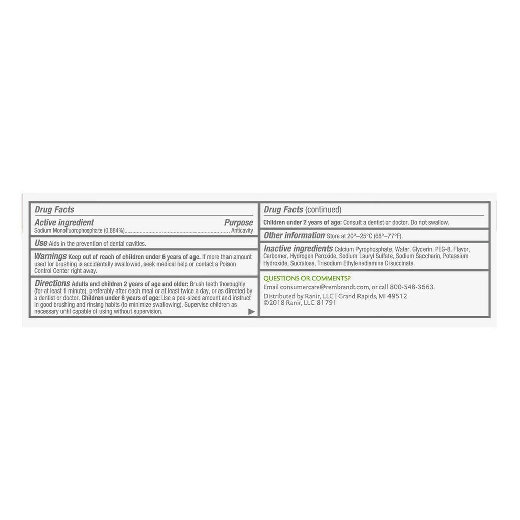 Rembrandt Deeply White + Peroxide Toothpaste, Peppermint, 3.5 OZ (99.2 g) 2-PACK