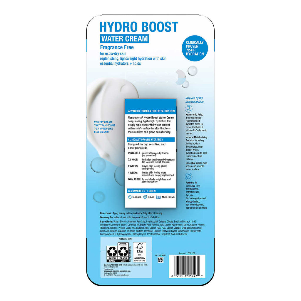 Hydro Boost Water Cream packaging with blue and white design