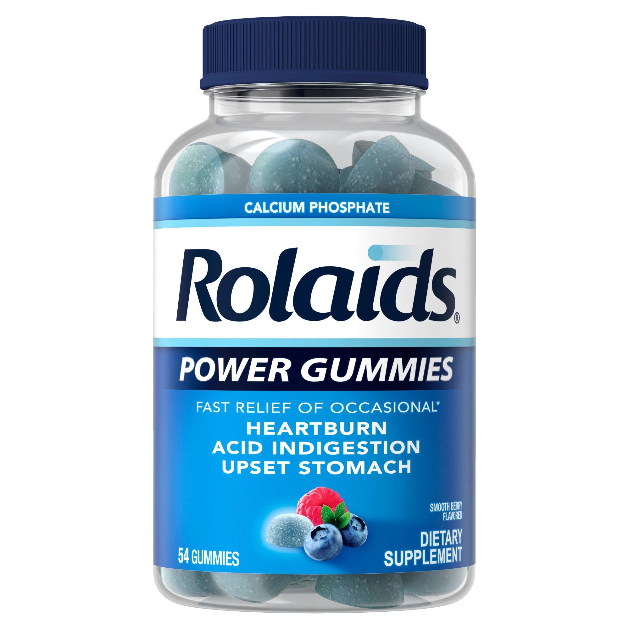 Rolaids Power Gummies, Calcium Phosphate, Smooth Berry, 54 Gummies