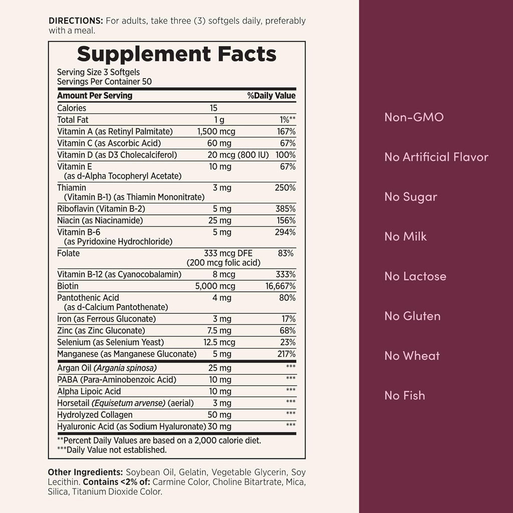 Nature's Bounty Optimal Solutions Hair, Skin & Nails, 150 Softgels