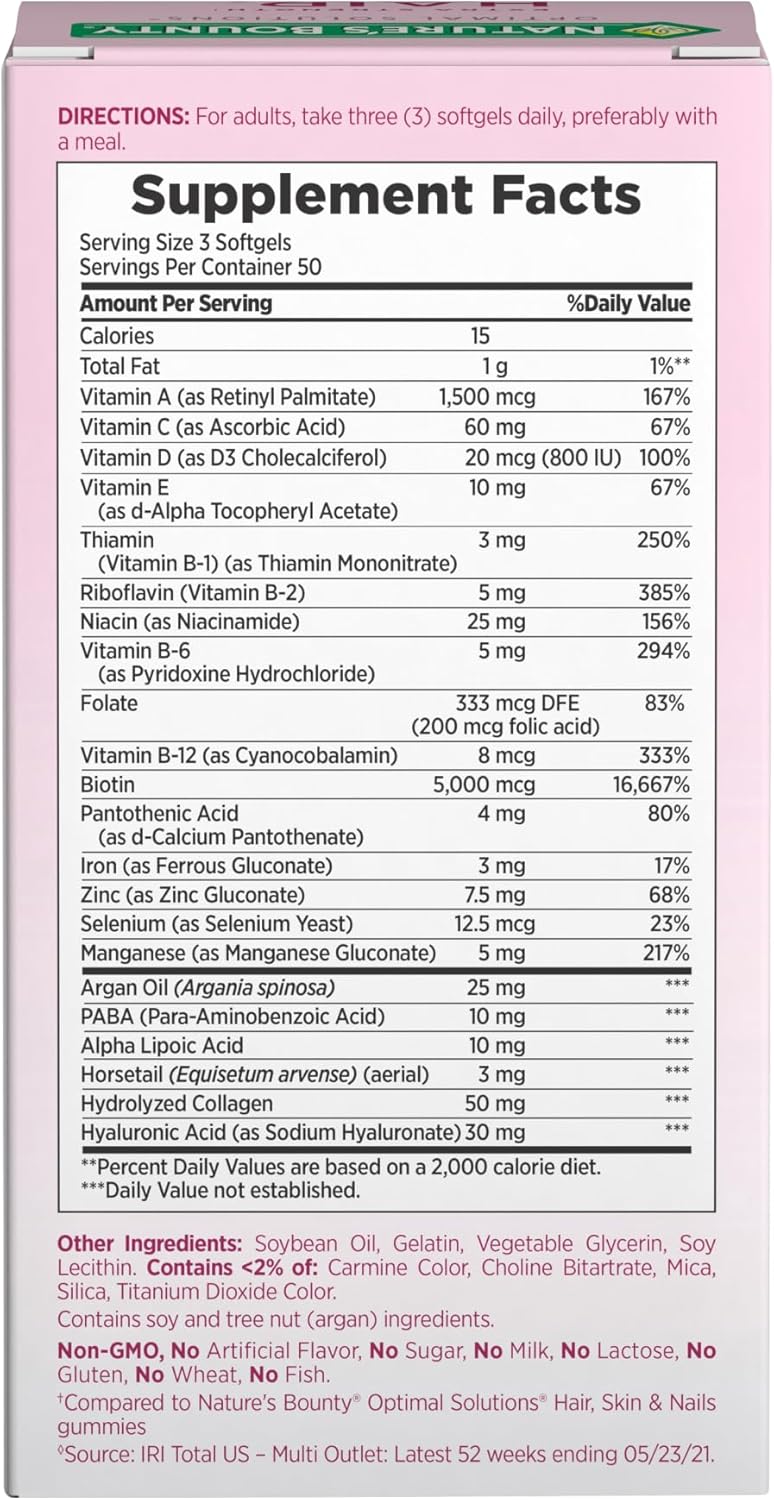 Nature's Bounty Optimal Solutions Hair, Skin & Nails, 150 Softgels
