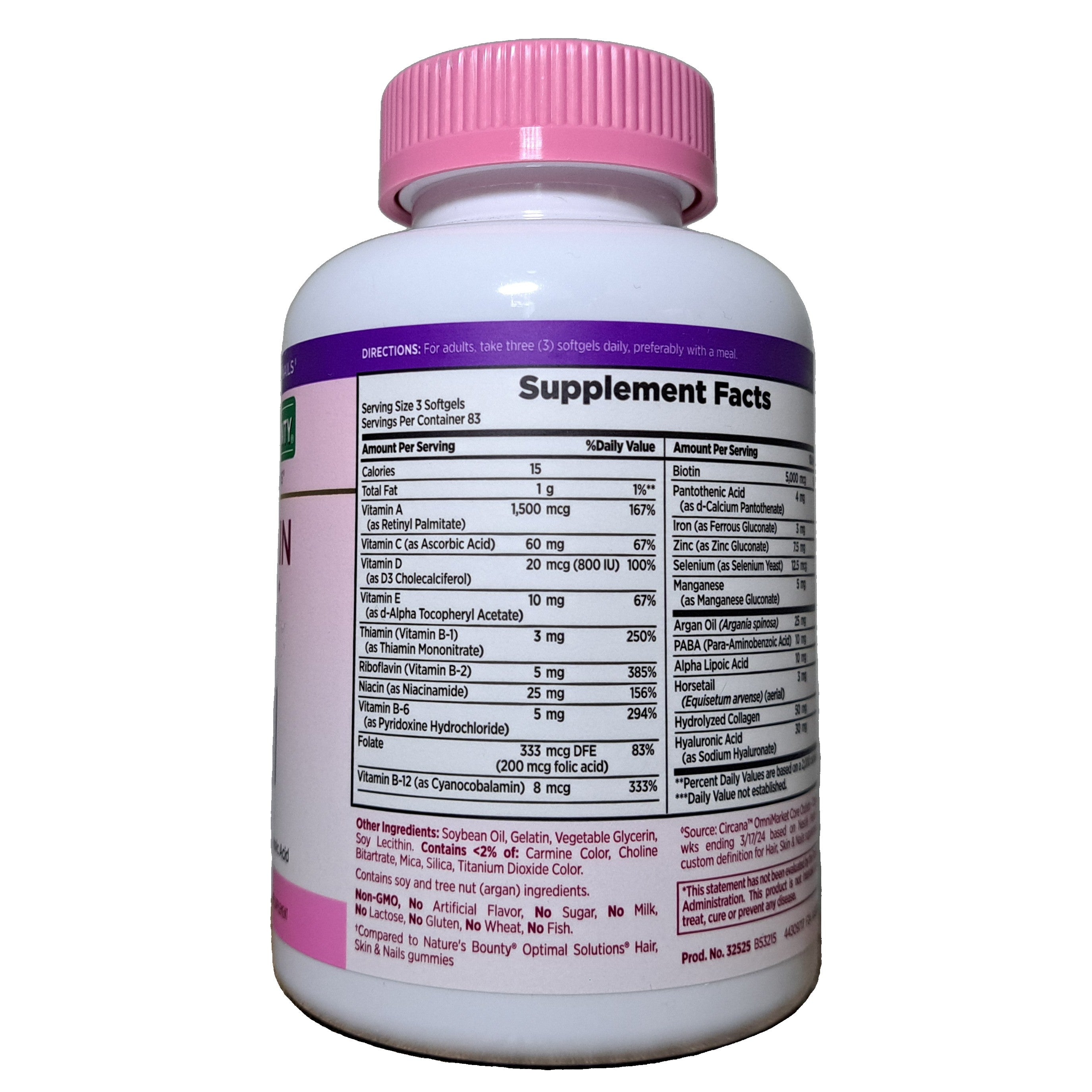 Nature's Bounty Optimal Solutions Hair, Skin & Nails, 250 Softgels