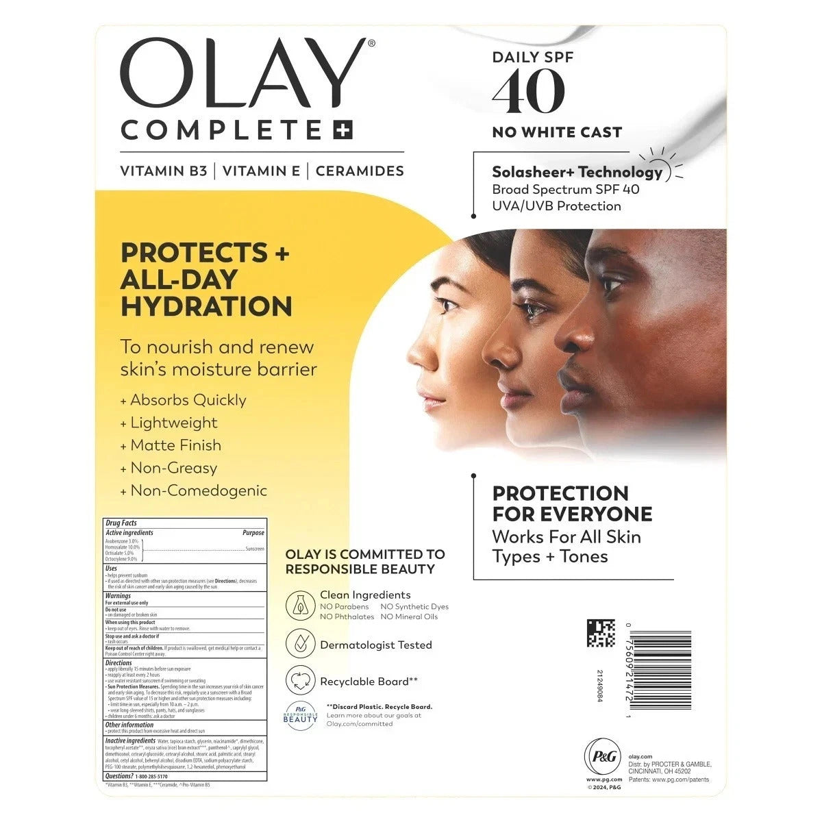 Olay Complete + Daily Facial Moisturizer with SPF 40 Sunscreen 177 ml (6 fl oz), 2 PACK