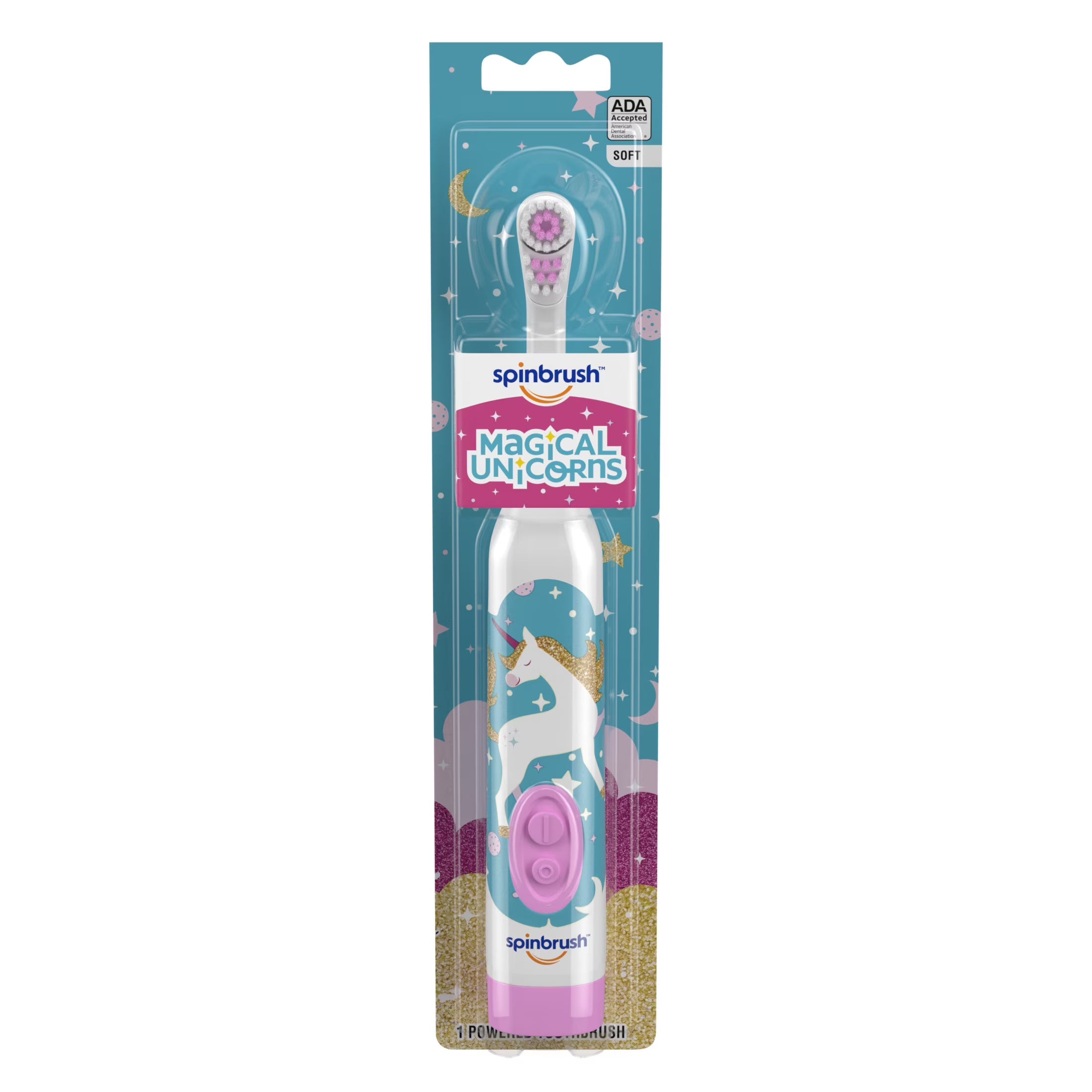 Spinbrush Magical Unicorns Battery Powered Electric Toothbrush, Soft