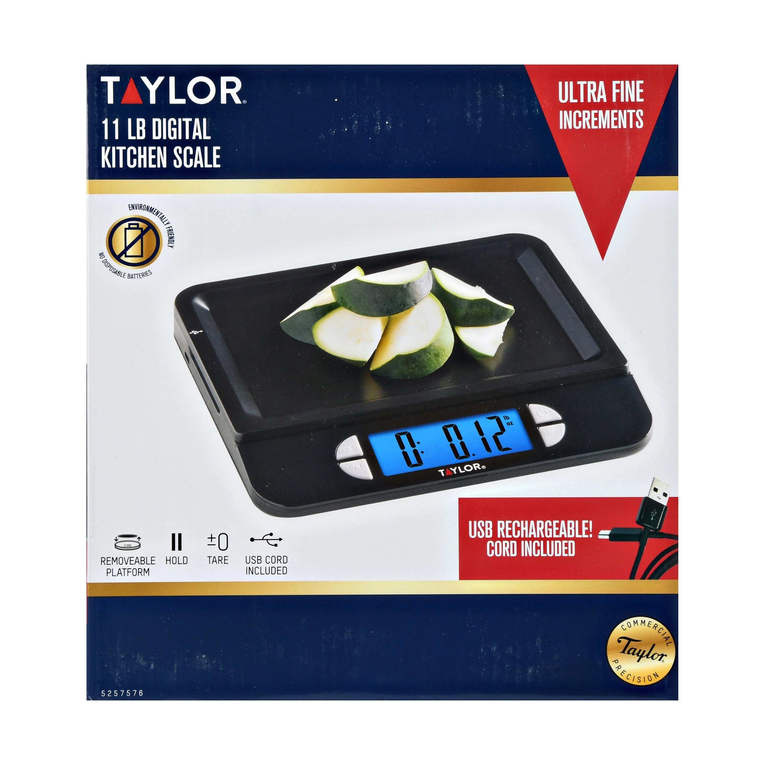 Taylor 11 lb (5 kg) USB Rechargeable Kitchen Scale