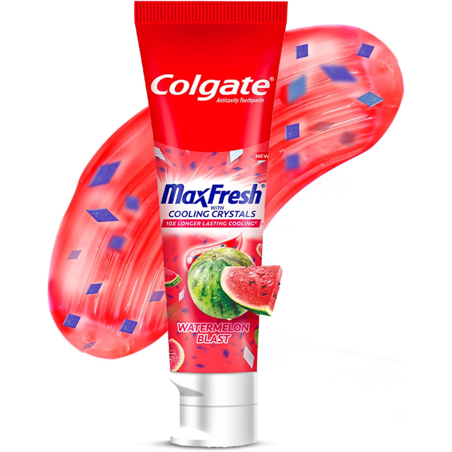 Colgate Max Fresh Toothpaste with Breath Strips, Watermelon Blast, 4.8 Oz (136 g)