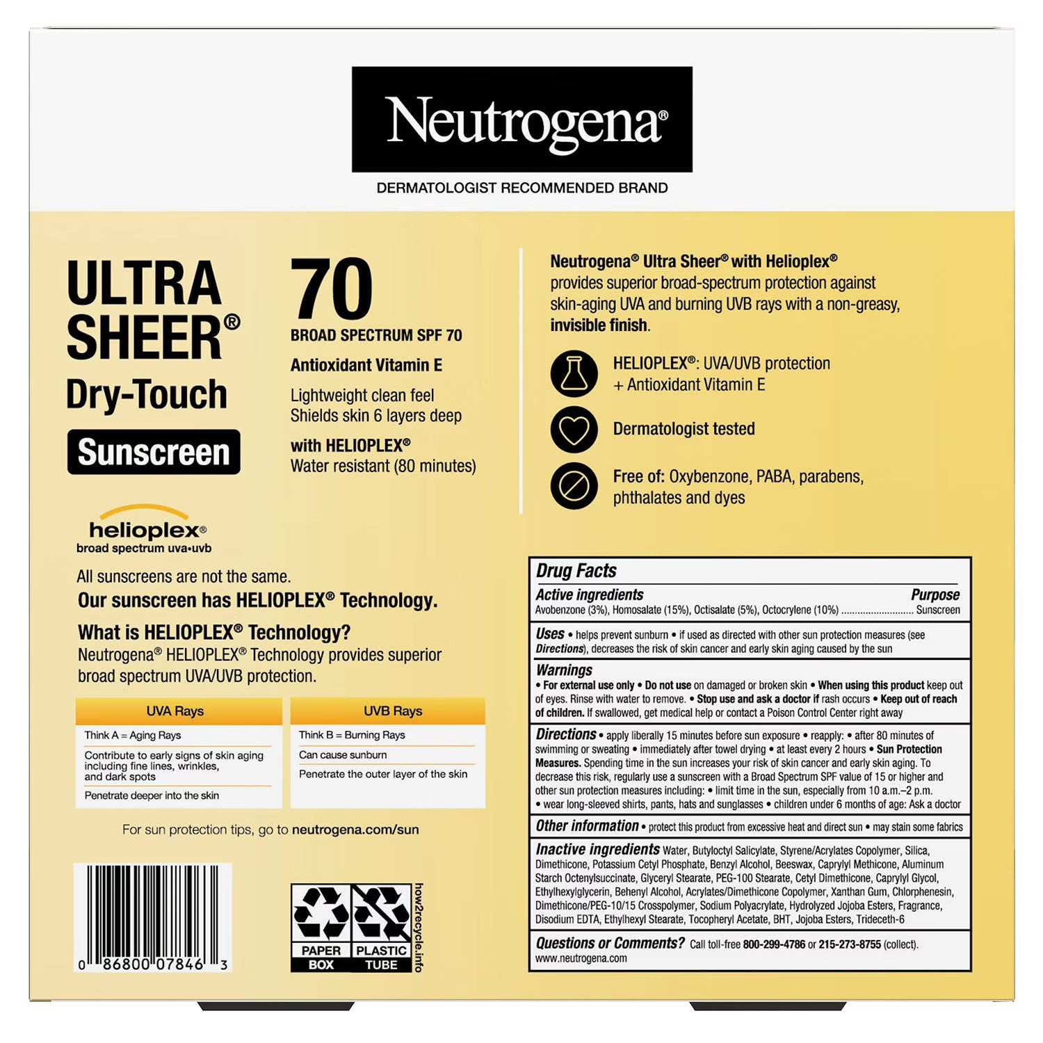 Neutrogena Ultra Sheer Dry-Touch Sunscreen SPF 70, 3 FL OZ (88 mL), 3 Pack