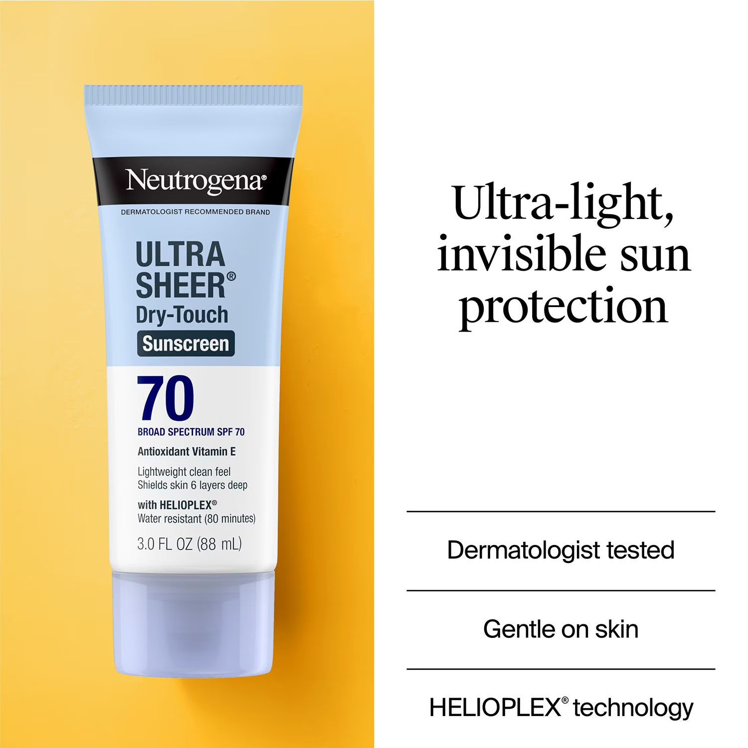 Neutrogena Ultra Sheer Dry-Touch Sunscreen SPF 70, 3 FL OZ (88 mL)