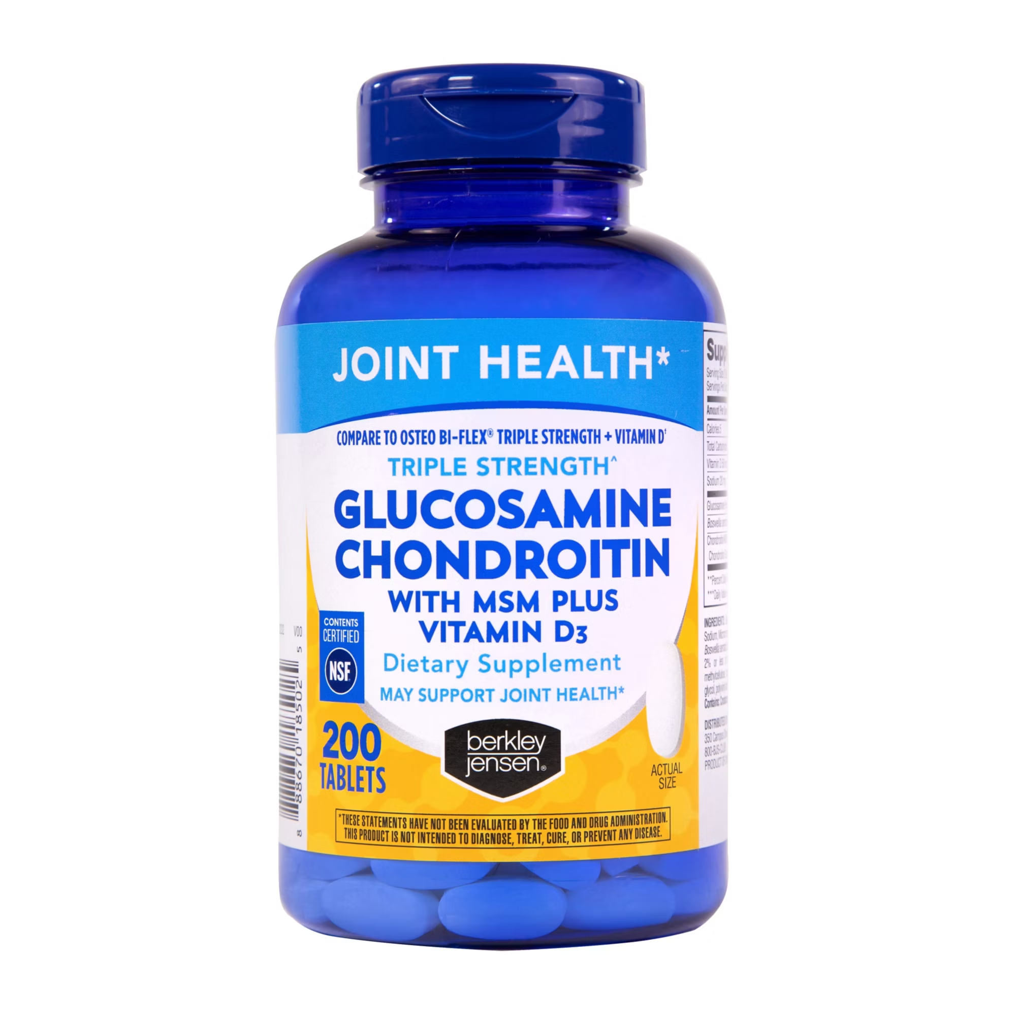 Berkley Jensen Glucosamine Chondroitin Complex + Vitamin D3, 200 Tablets