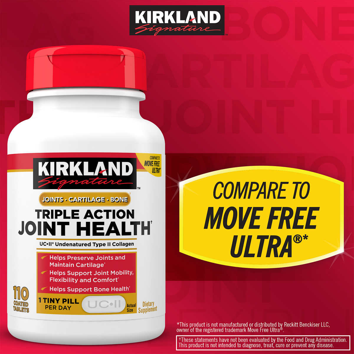 Kirkland Signature Triple Action Joint Health, 110 Coated Tablets