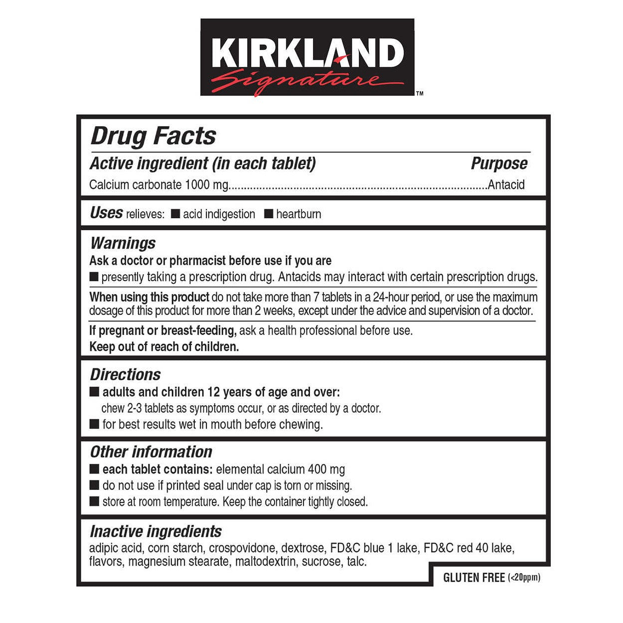 Kirkland Signature Ultra Strength Antacid 1000 mg, Assorted Berry Flavors, 265 Chewable Tablets