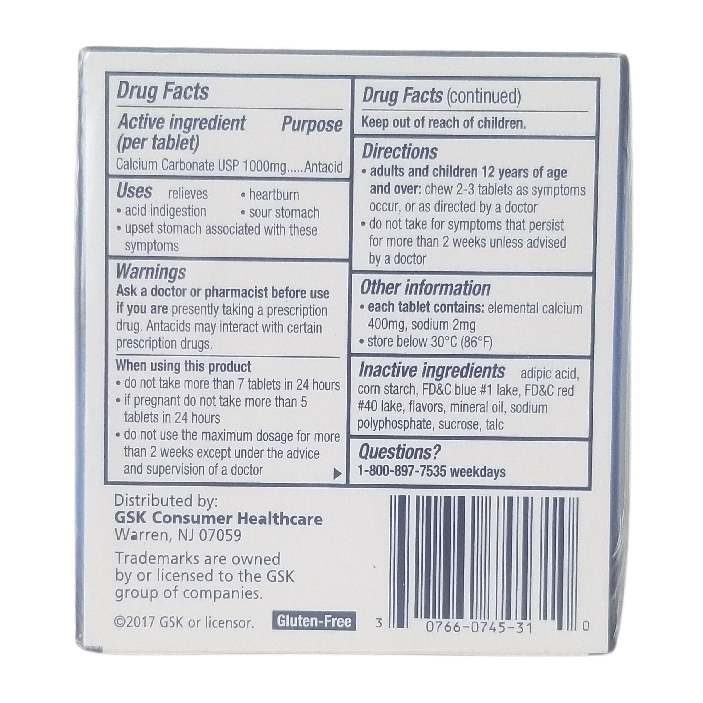 Tums Ultra Strength Antacid, Assorted Berries, 12 Rolls (144 Chewable Tablets)