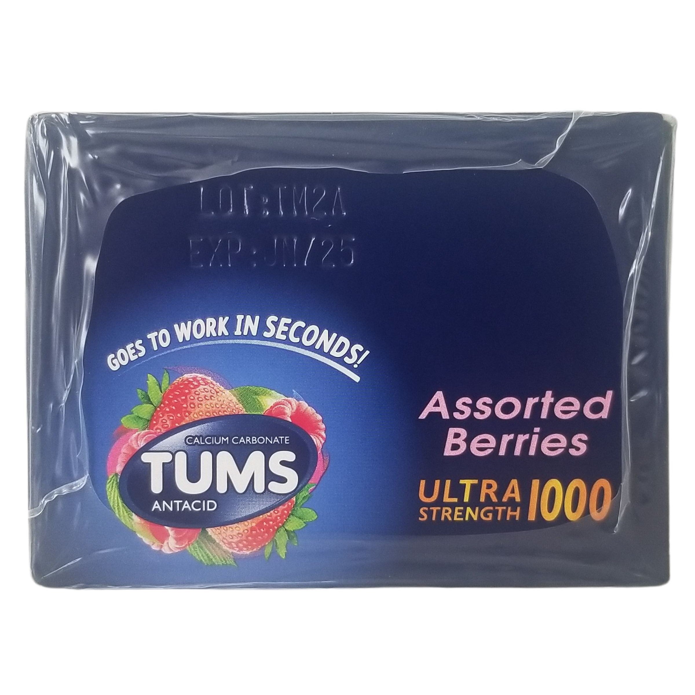 Tums Ultra Strength Antacid, Assorted Berries, 12 Rolls (144 Chewable Tablets)