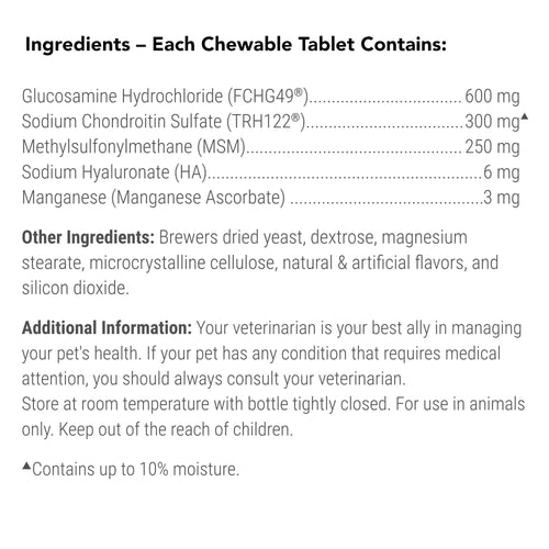 Cosequin Joint Health Supplement For Dogs, 180 Chewable Tablets - with MSM & Hyaluronic Acid, by Nutramax