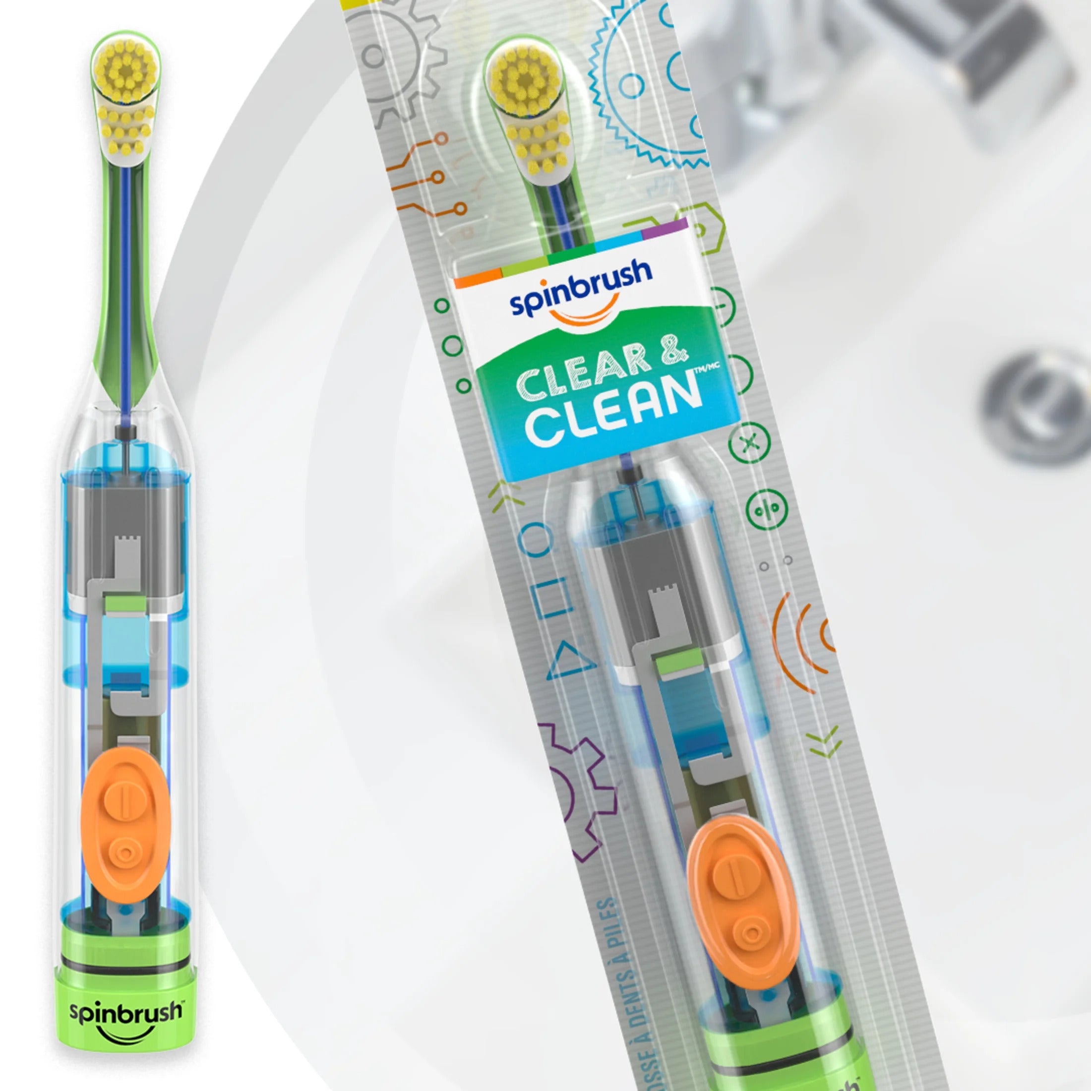 Spinbrush Clear & Clean Powered Toothbrush, Soft